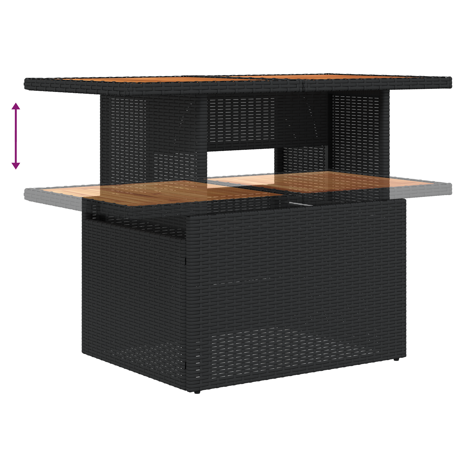 Conjunto de Sofá Externo de 5 Peças com Almofadas Preto Rattan Poly, Sofá de Jardim de com Armazenamento e Almofadas Preto Rattan Poly