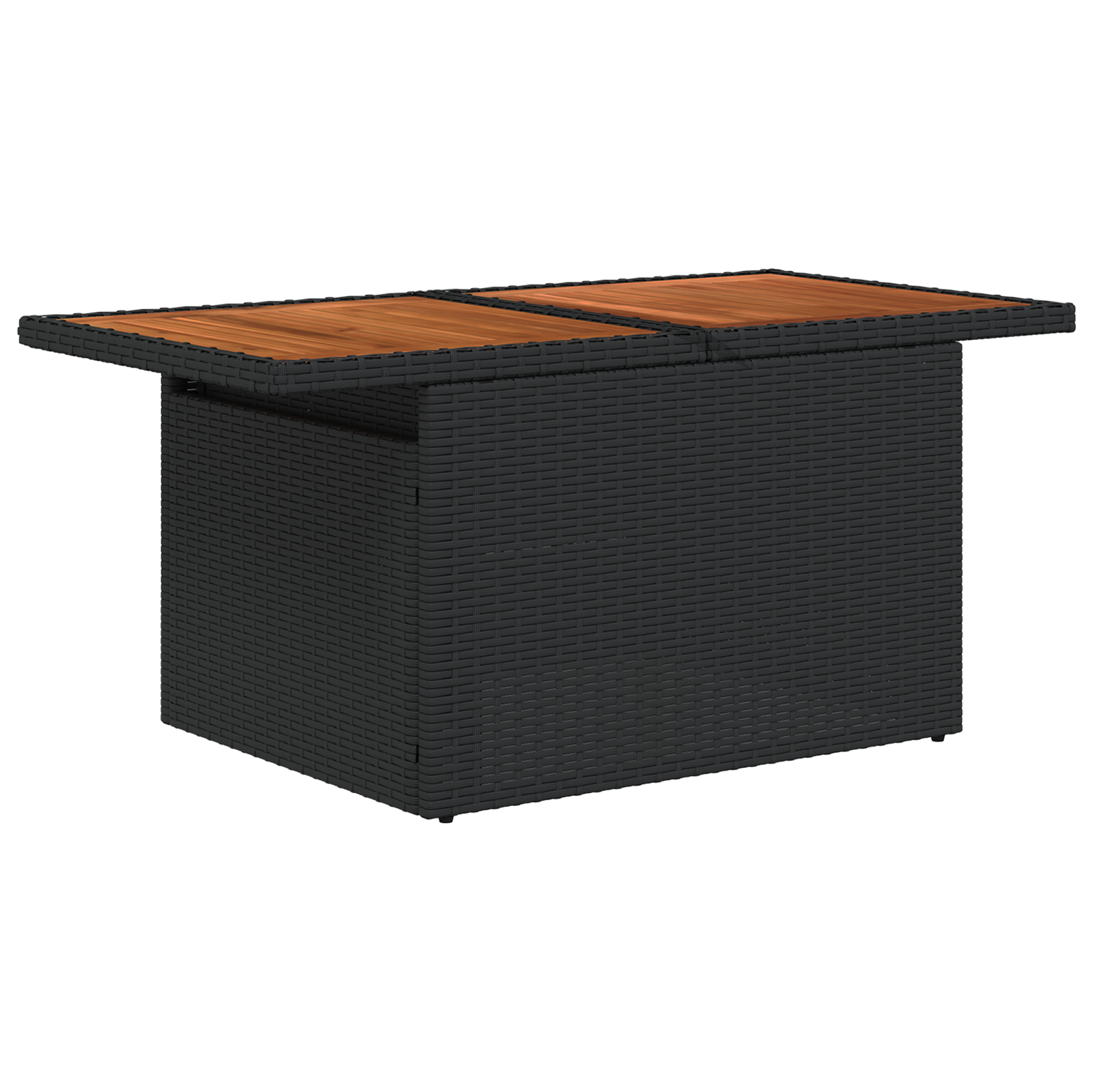 Conjunto de Sofá de Jardim 6 Peças com Almofadas Preto Rattan de Poliéster, Sofá de Jardim com Armazenamento e Almofadas Preto Rattan de Poliéster