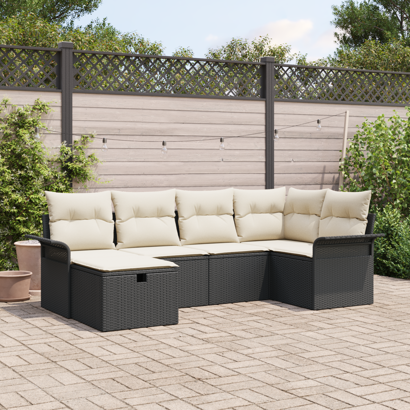 Thumbnail - vidaXL 6-teiliges Garten Sofa Set mit Kissen Schwarz Poly Rattan