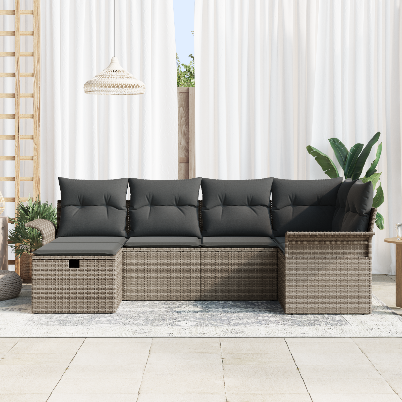 Thumbnail - vidaXL 6-tlg. Garten-Sofagarnitur mit Kissen Grau Poly Rattan
