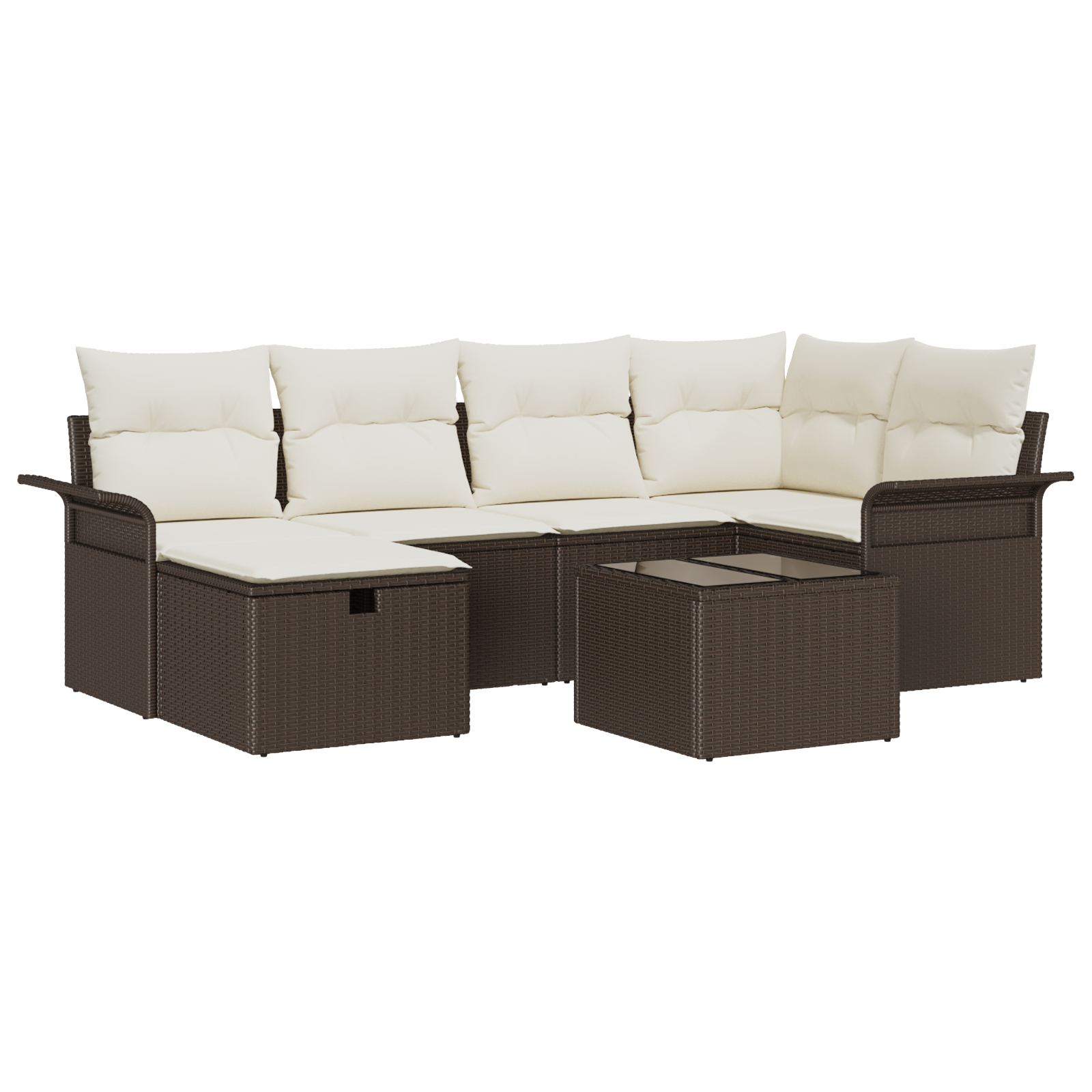 Thumbnail - vidaXL 7-teiliges Garten Sofaset mit Kissen Braun Poly Rattan