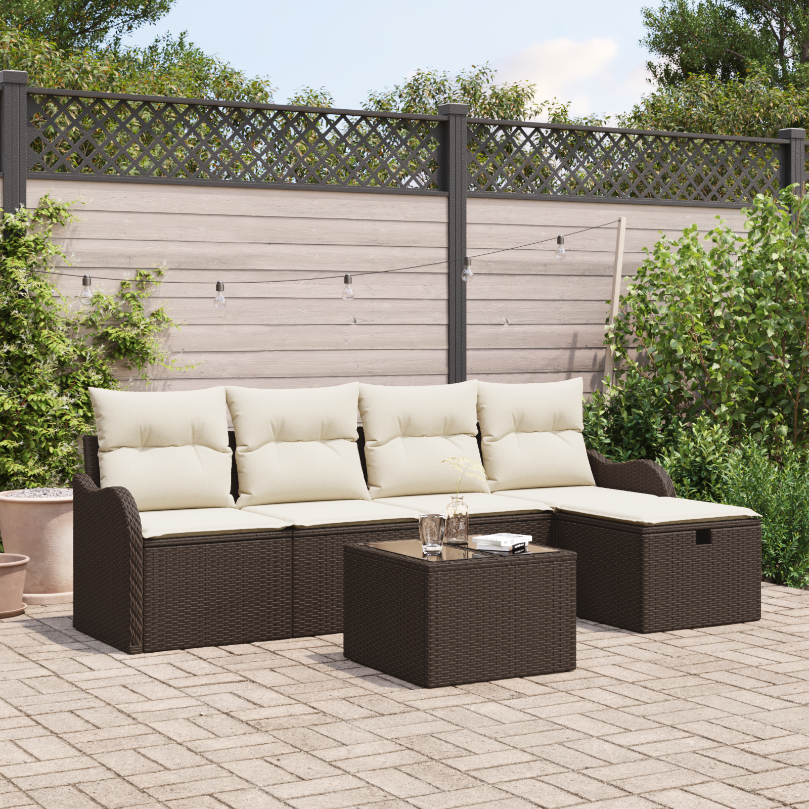 Thumbnail - vidaXL 6-teiliges Garten Sofa Set mit Kissen Braun Poly Rattan