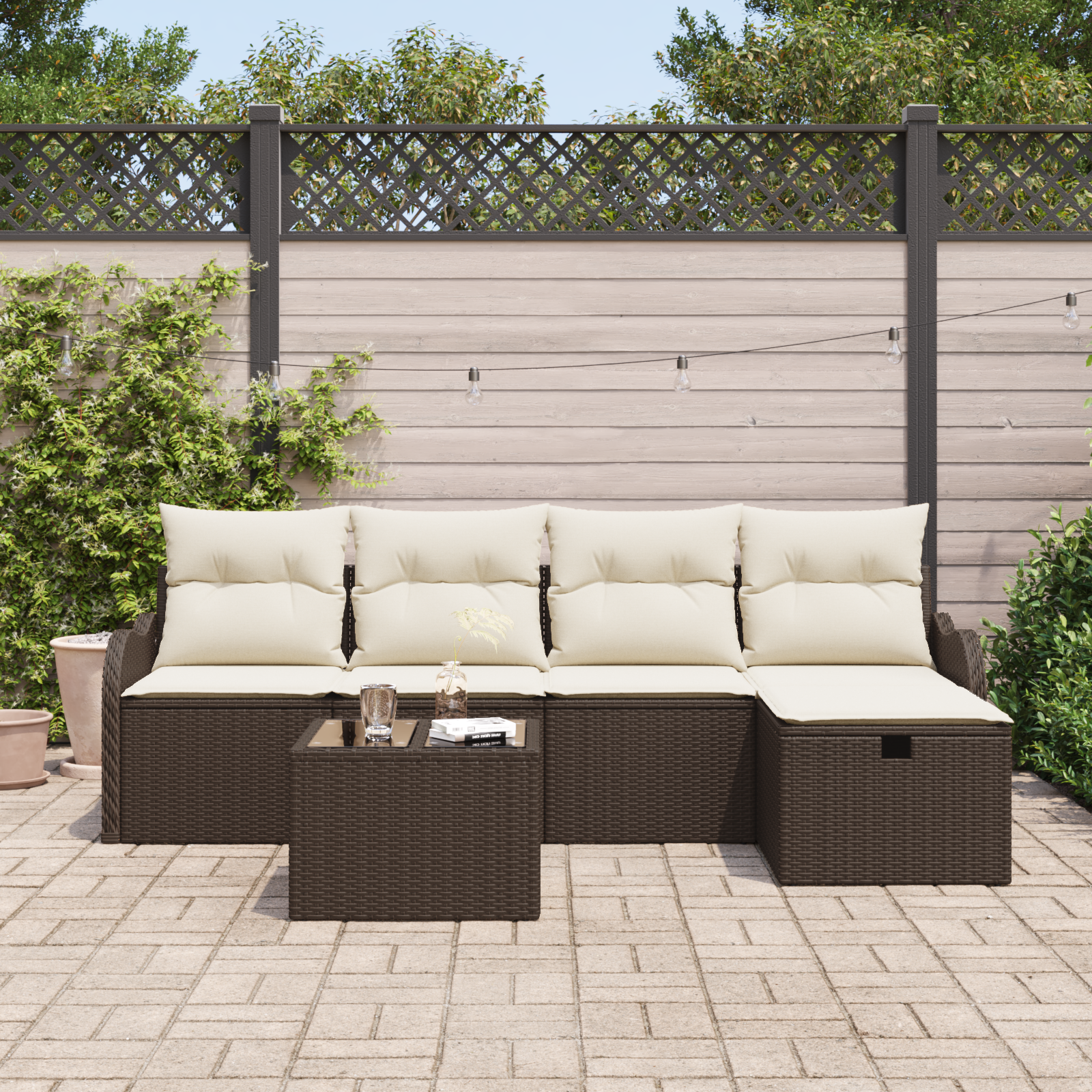 Thumbnail - vidaXL 6-teiliges Garten Sofa Set mit Kissen Braun Poly Rattan