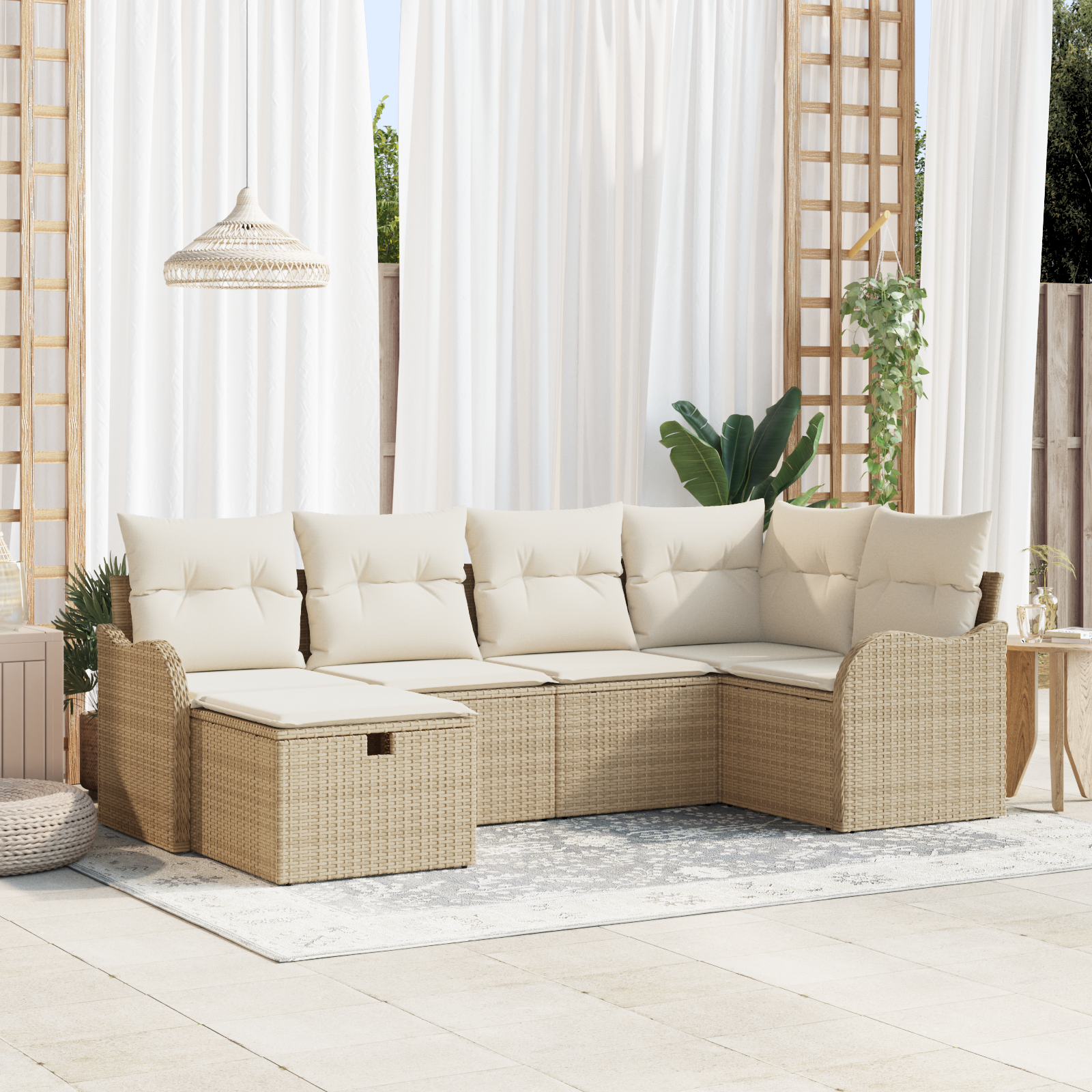 Thumbnail - vidaXL 6-teiliges Garten Sofa Set mit Kissen Beige Poly Rattan