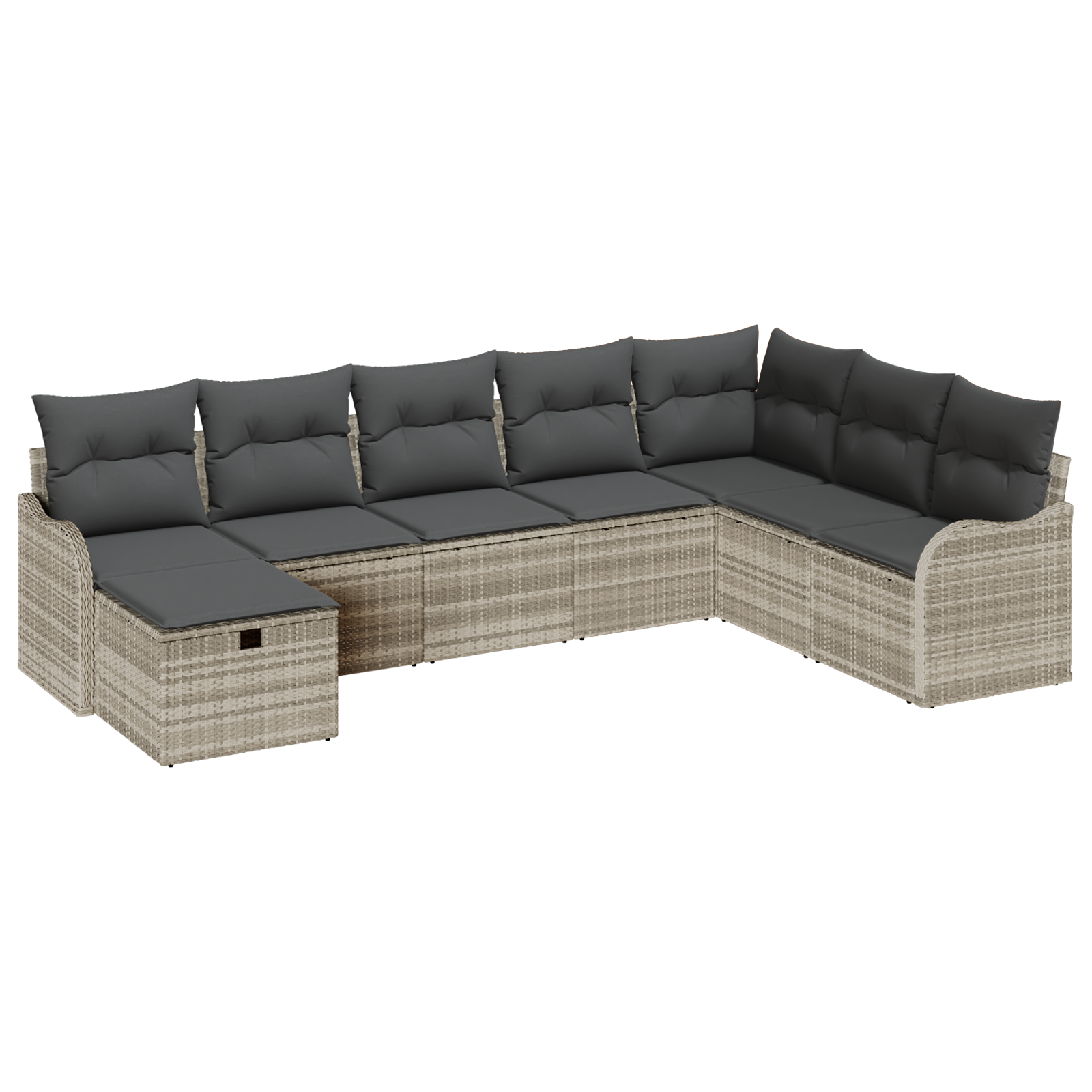 Thumbnail - vidaXL 8 teiliges Garten Sofa Set mit Kissen Hellgrau Poly Rattan