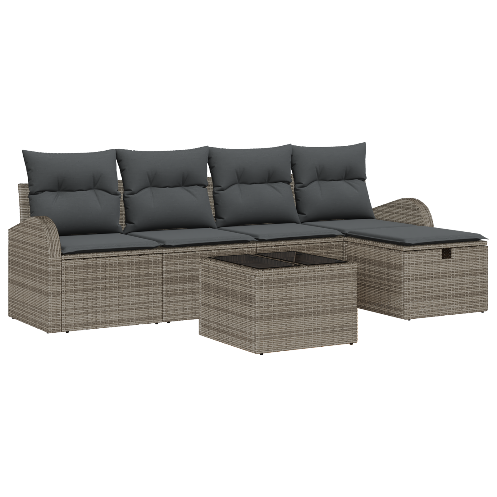 Thumbnail - vidaXL 6-tlg. Garten-Sofagarnitur mit Kissen Grau Poly Rattan