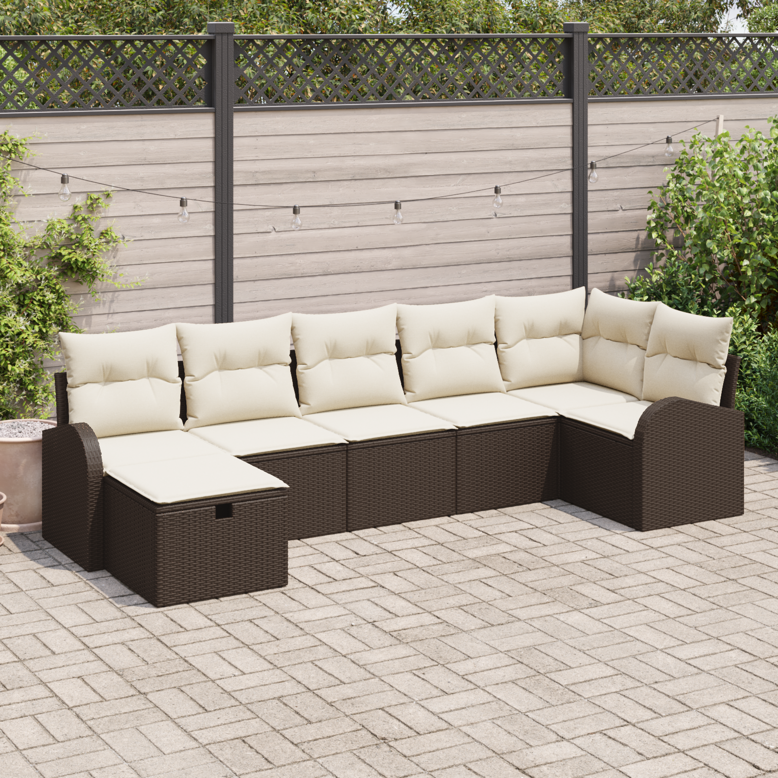 Thumbnail - vidaXL 7-tlg. Garten-Sofagarnitur mit Kissen Braun Poly Rattan