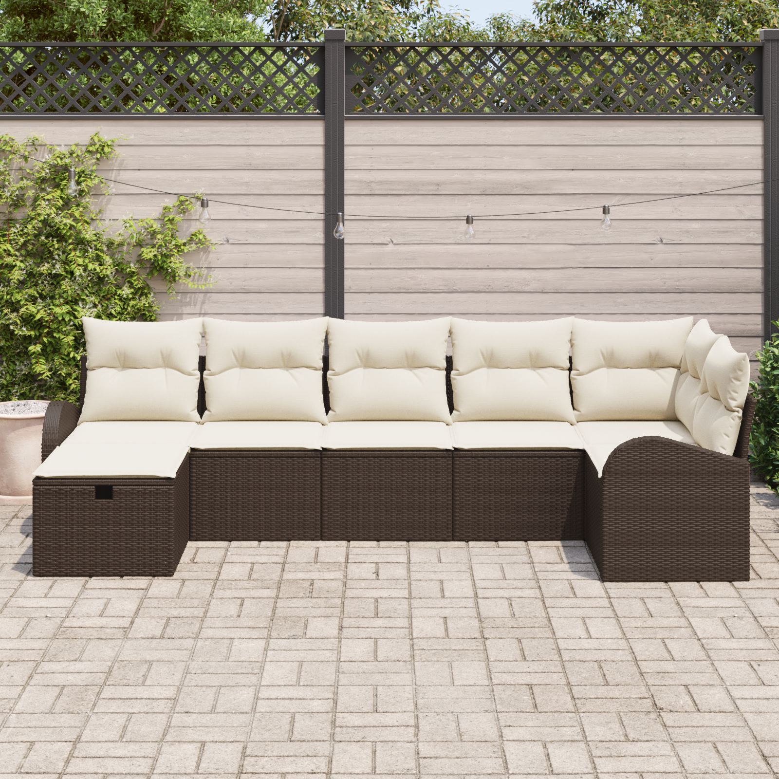 Thumbnail - vidaXL 7-tlg. Garten-Sofagarnitur mit Kissen Braun Poly Rattan
