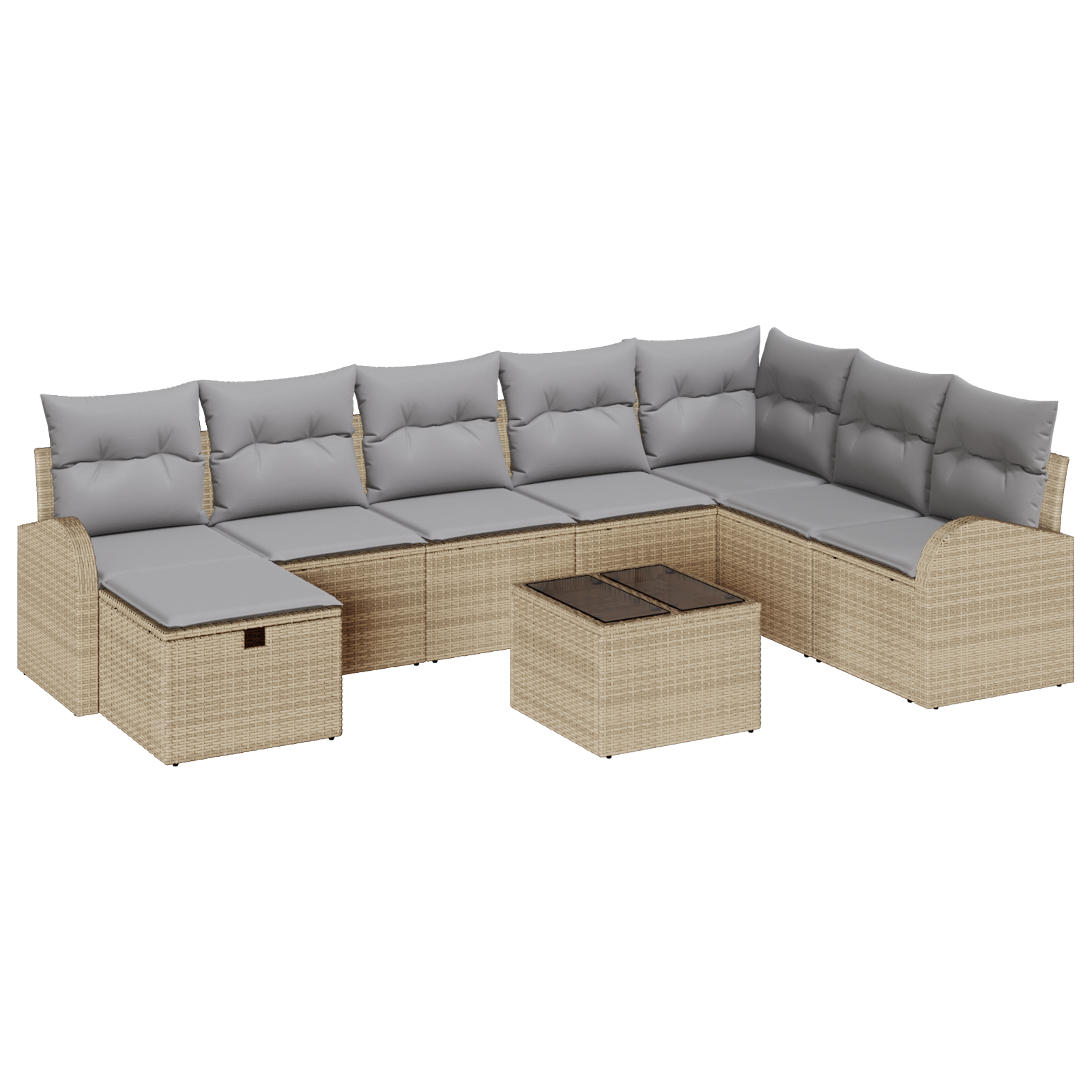 Thumbnail - vidaXL 9-teiliges Garten-Sofa-Set mit Kissen Beigefarbenes Poly-Rattan