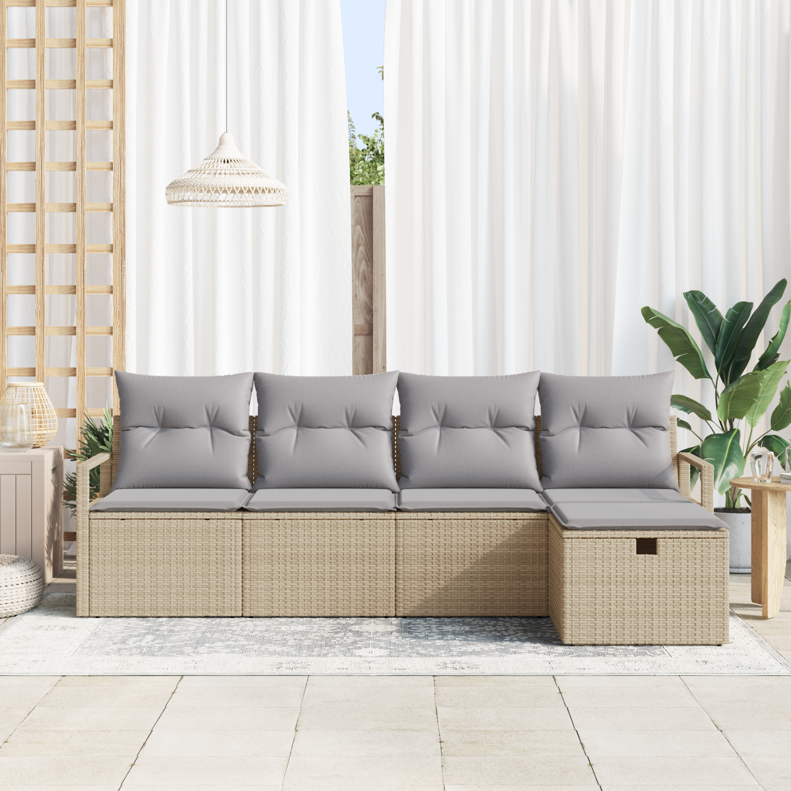 Thumbnail - vidaXL 5-teiliges Garten-Sofa-Set mit Kissen Beige Poly-Rattan