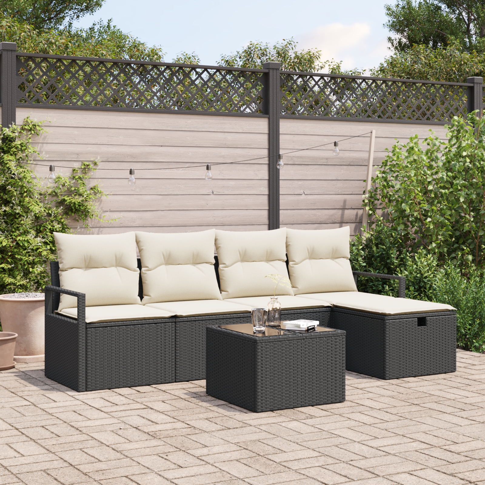 Thumbnail - vidaXL 6-teiliges Garten Sofa Set mit Kissen Schwarz Poly Rattan