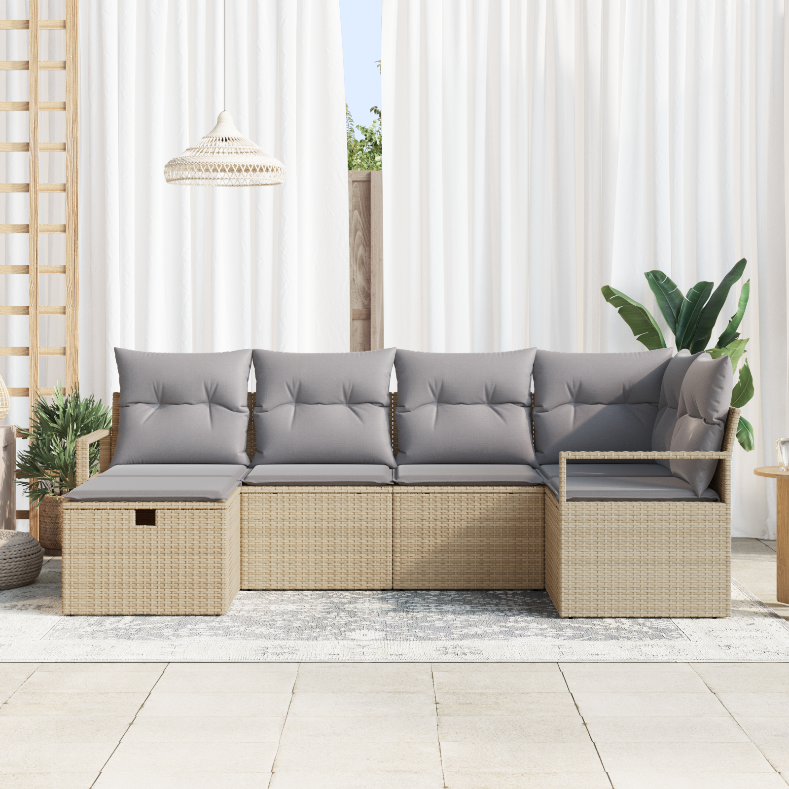 Thumbnail - vidaXL 6-teiliges Garten-Sofa Set mit Kissen Beige Poly Rattan