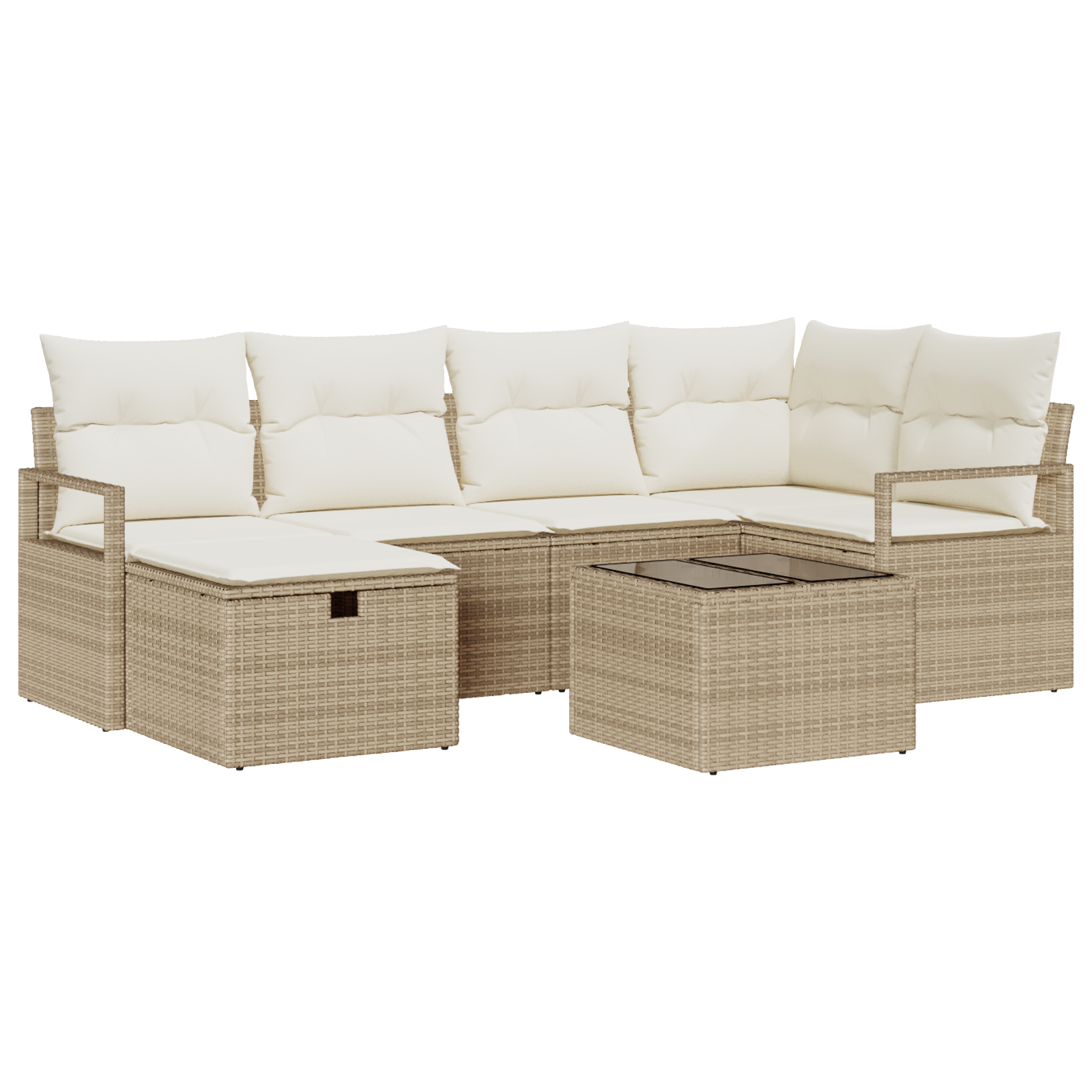 Thumbnail - vidaXL 7-tlg. Garten-Sofagarnitur mit Kissen Beige Poly Rattan
