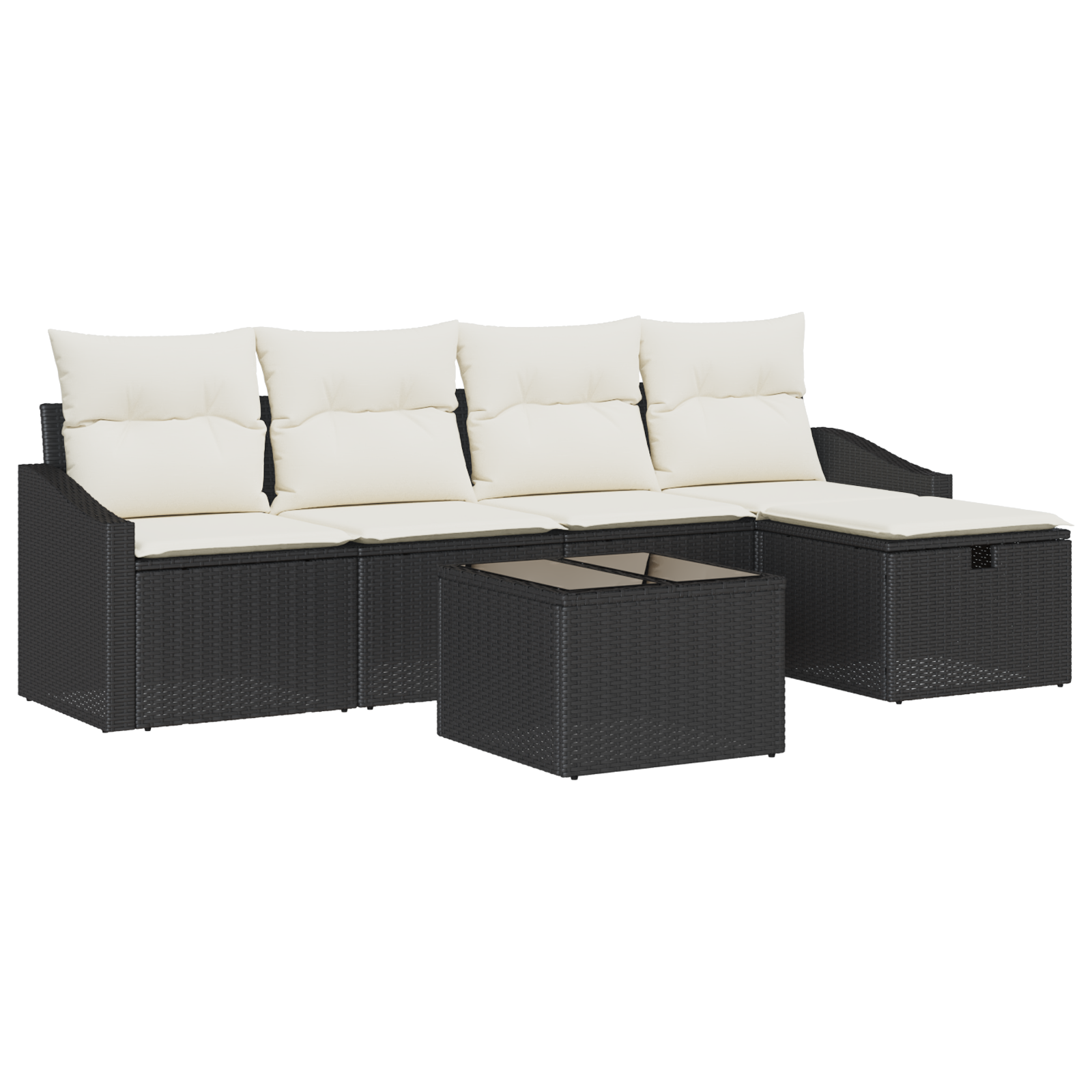 Thumbnail - vidaXL 6-tlg. Garten-Sofagarnitur mit Kissen Schwarz Poly Rattan