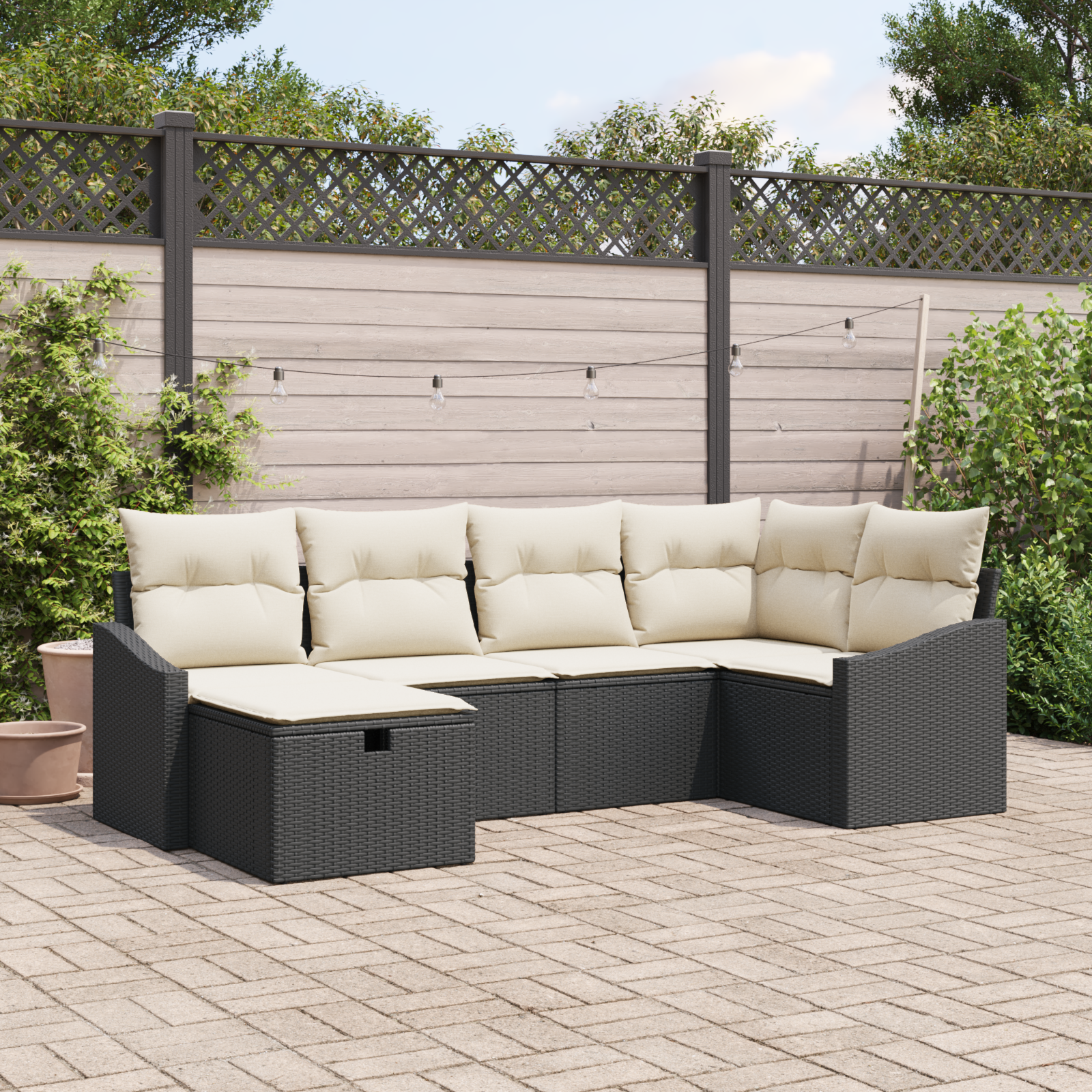 Thumbnail - vidaXL 6-teiliges Garten-Sofa-Set mit Kissen Schwarz Poly Rattan