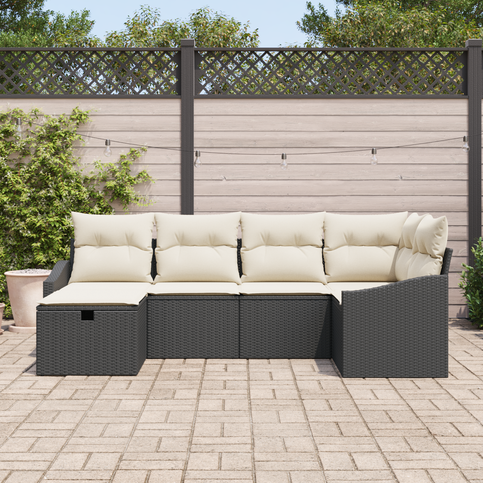 Thumbnail - vidaXL 6-teiliges Garten-Sofa-Set mit Kissen Schwarz Poly Rattan