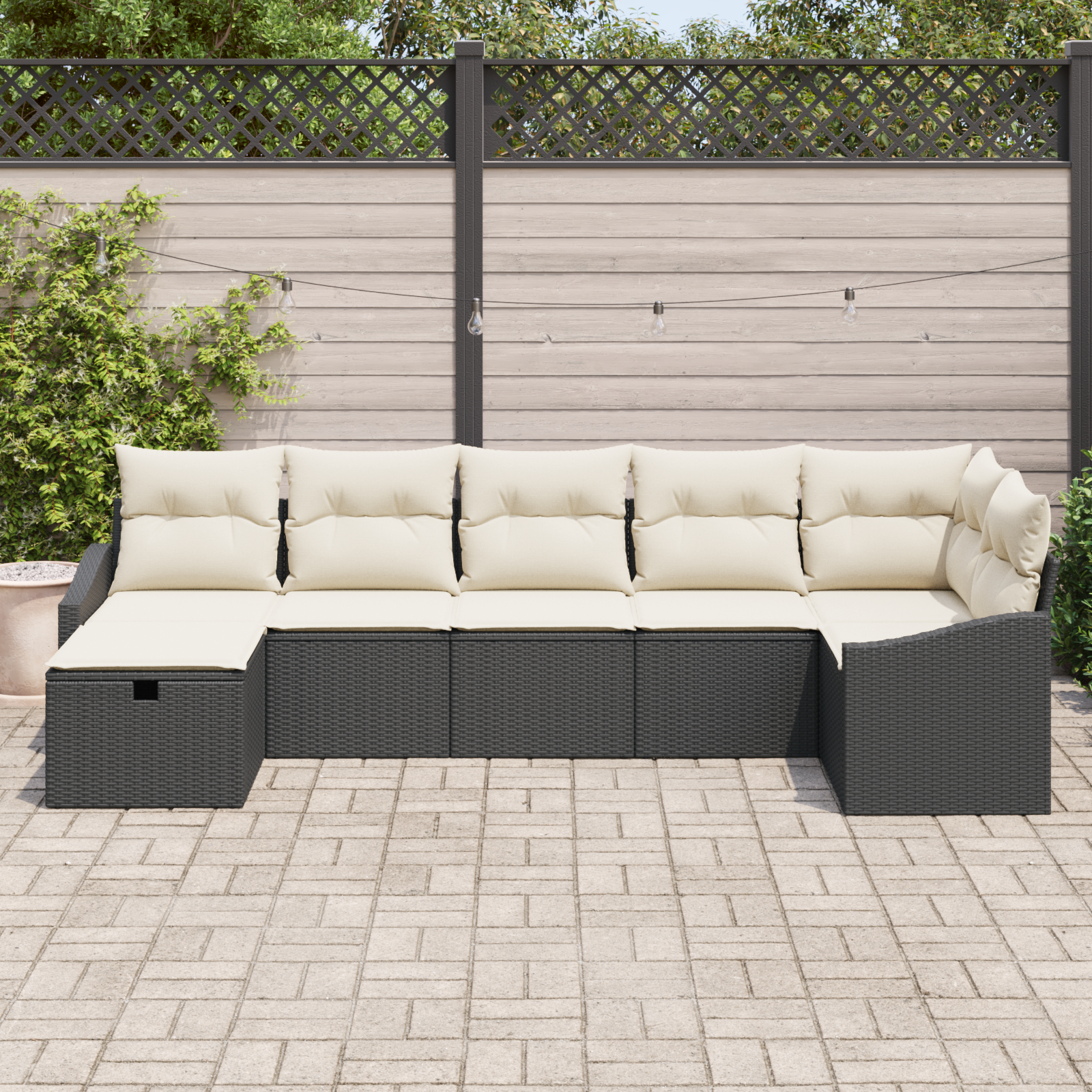 Thumbnail - vidaXL 7-teiliges Garten-Sofa-Set mit Kissen Schwarz Poly Rattan