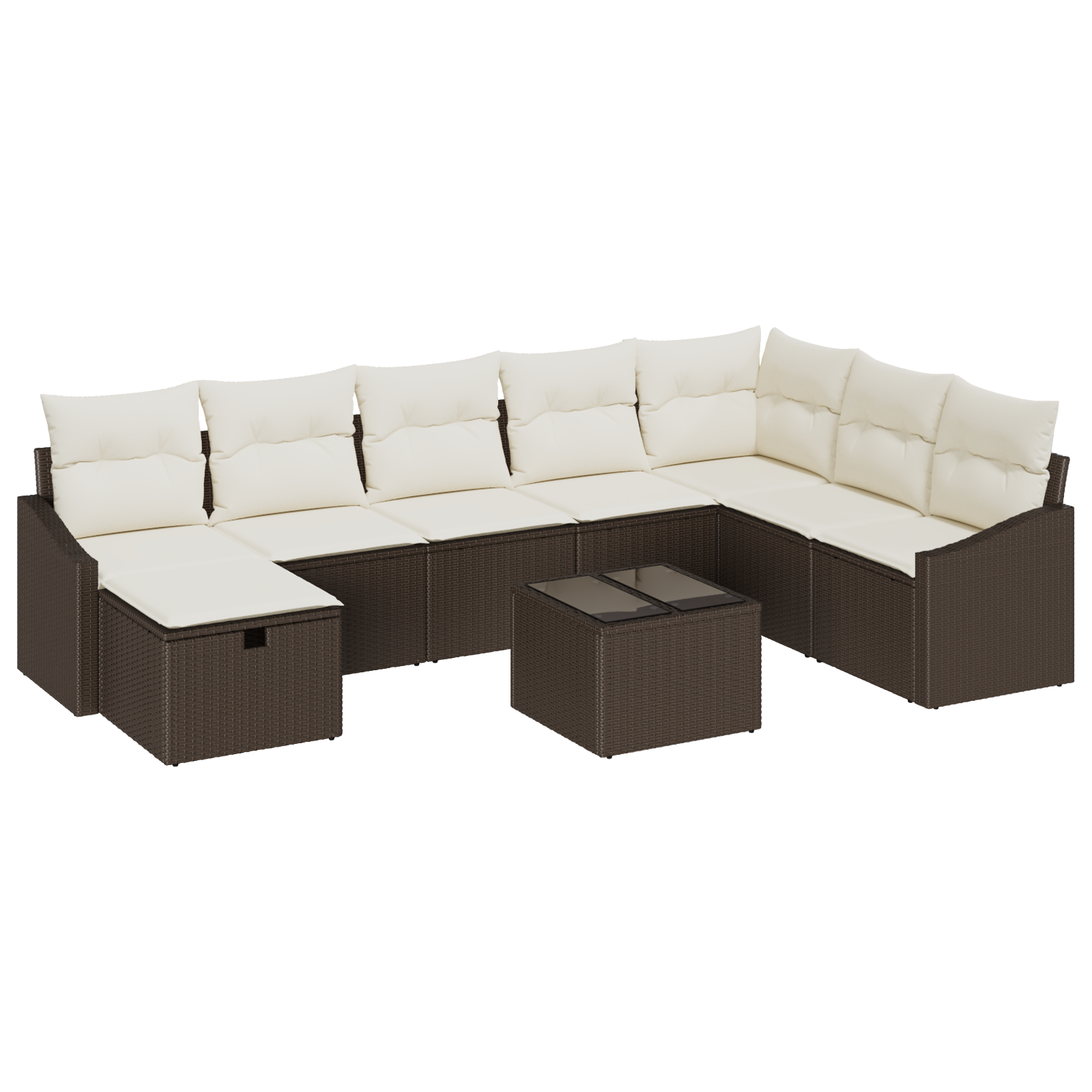Thumbnail - vidaXL 9-teiliges Garten-Sofa-Set mit Kissen aus braunem Poly-Rattan