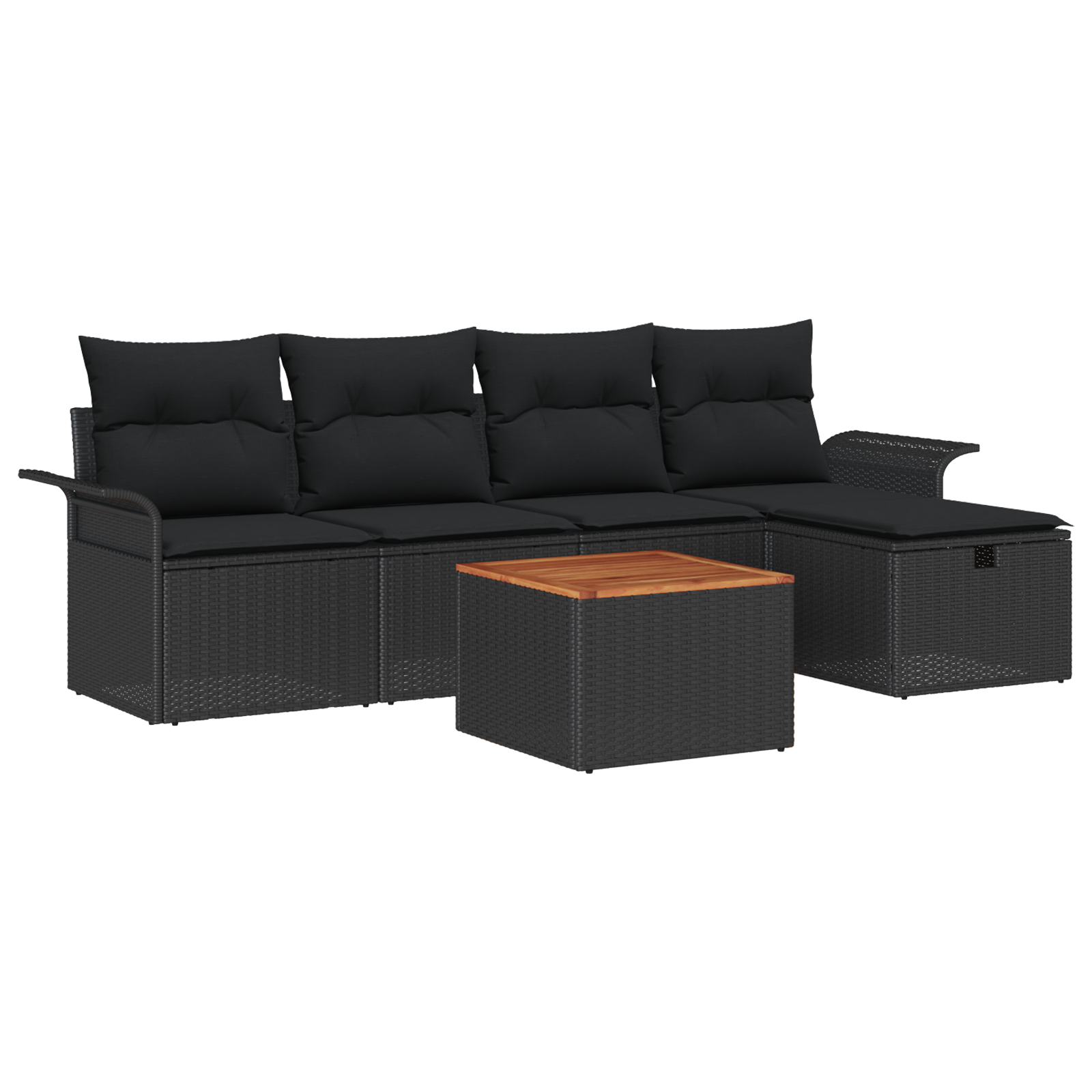 Thumbnail - vidaXL 6-teilige Garten-Sofa-Set mit Kissen in Schwarz Poly-Rattan