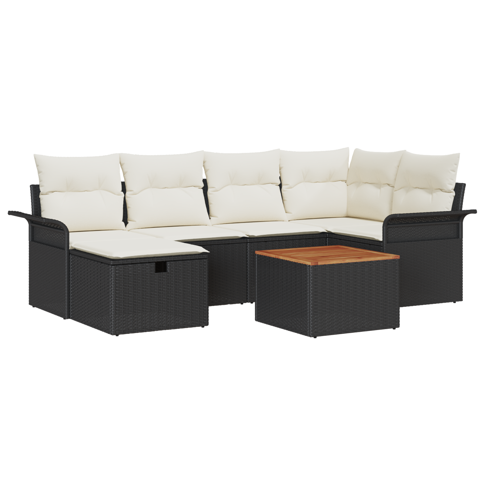 Thumbnail - vidaXL 7-teiliges Garten-Sofa-Set mit Kissen Schwarz Poly-Rattan