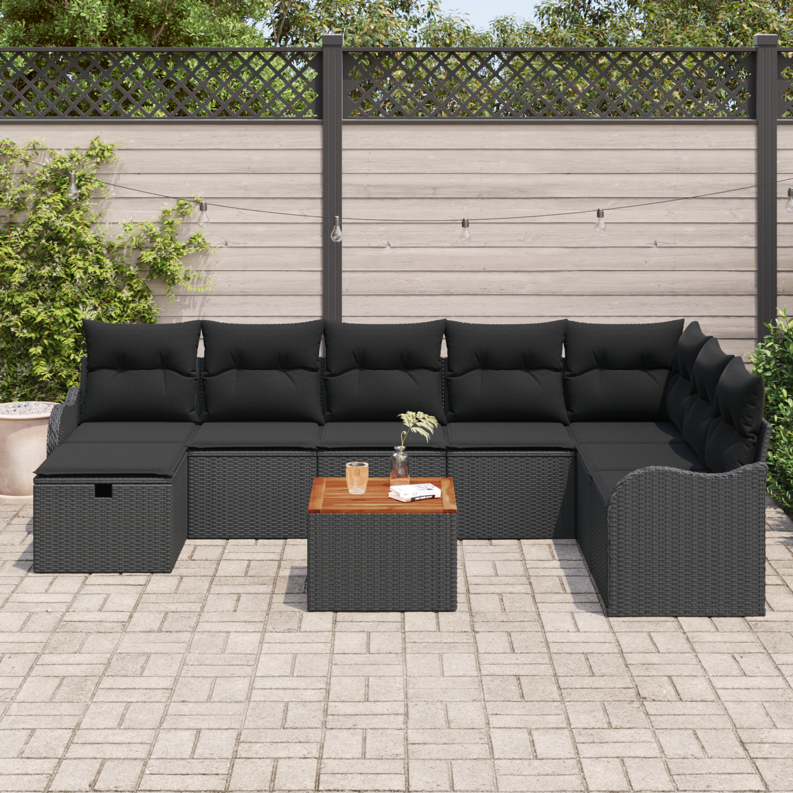 Thumbnail - vidaXL 9-Teiliges Garten Sofa Set mit Kissen in Schwarz