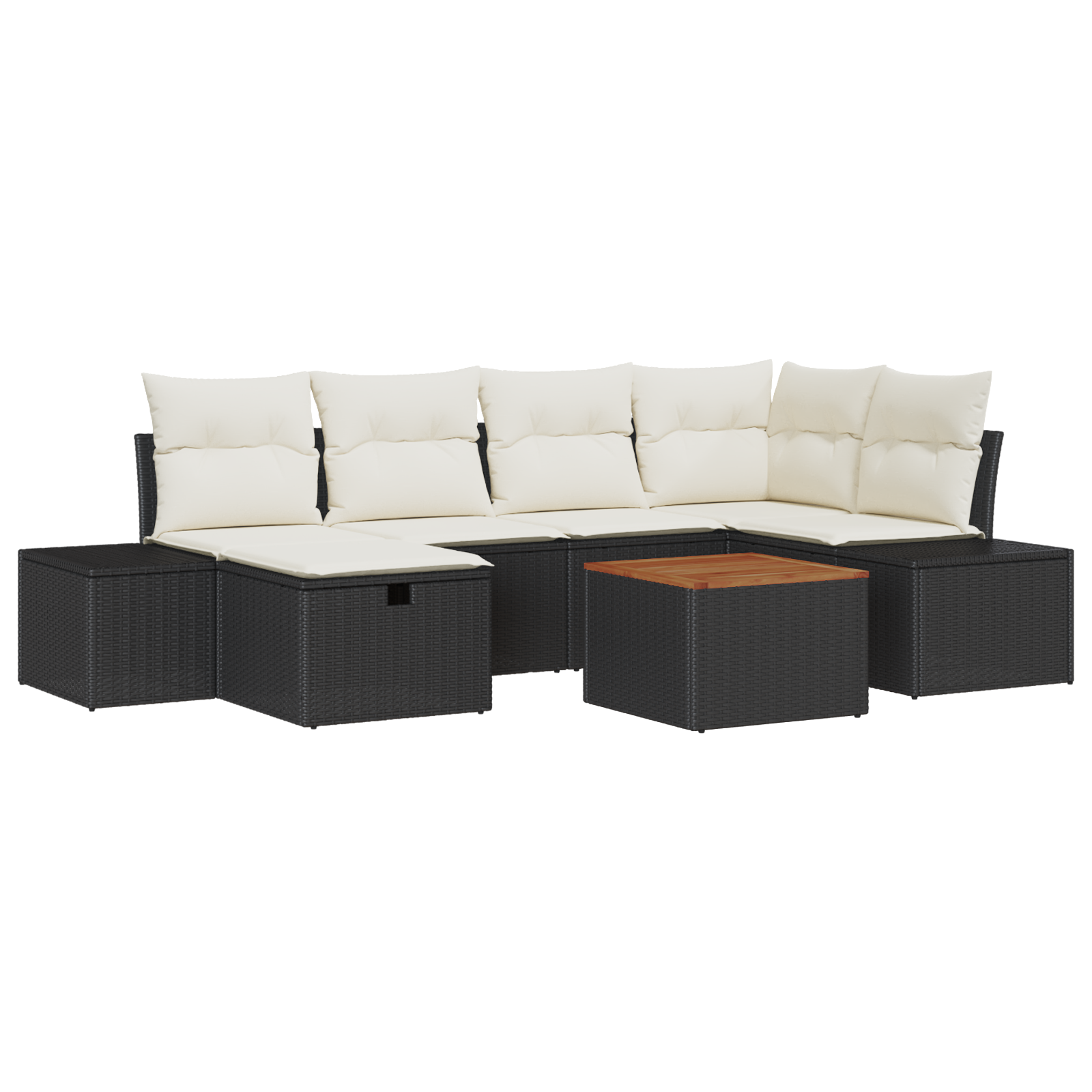Thumbnail - vidaXL 7-tlg. Garten-Sofagarnitur mit Kissen Schwarz Poly Rattan