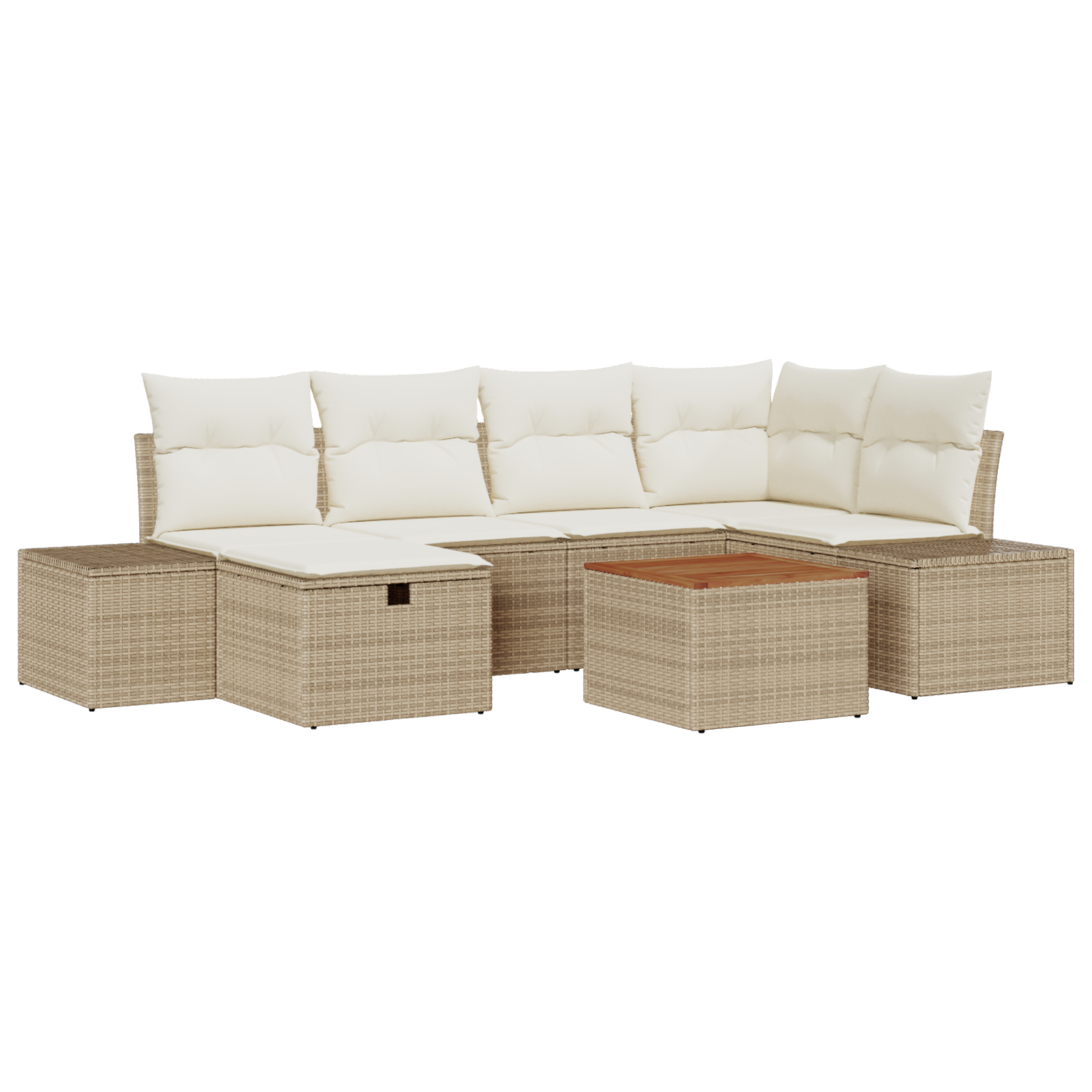 Thumbnail - vidaXL 7-tlg. Garten-Sofagarnitur mit Kissen Beige Poly Rattan