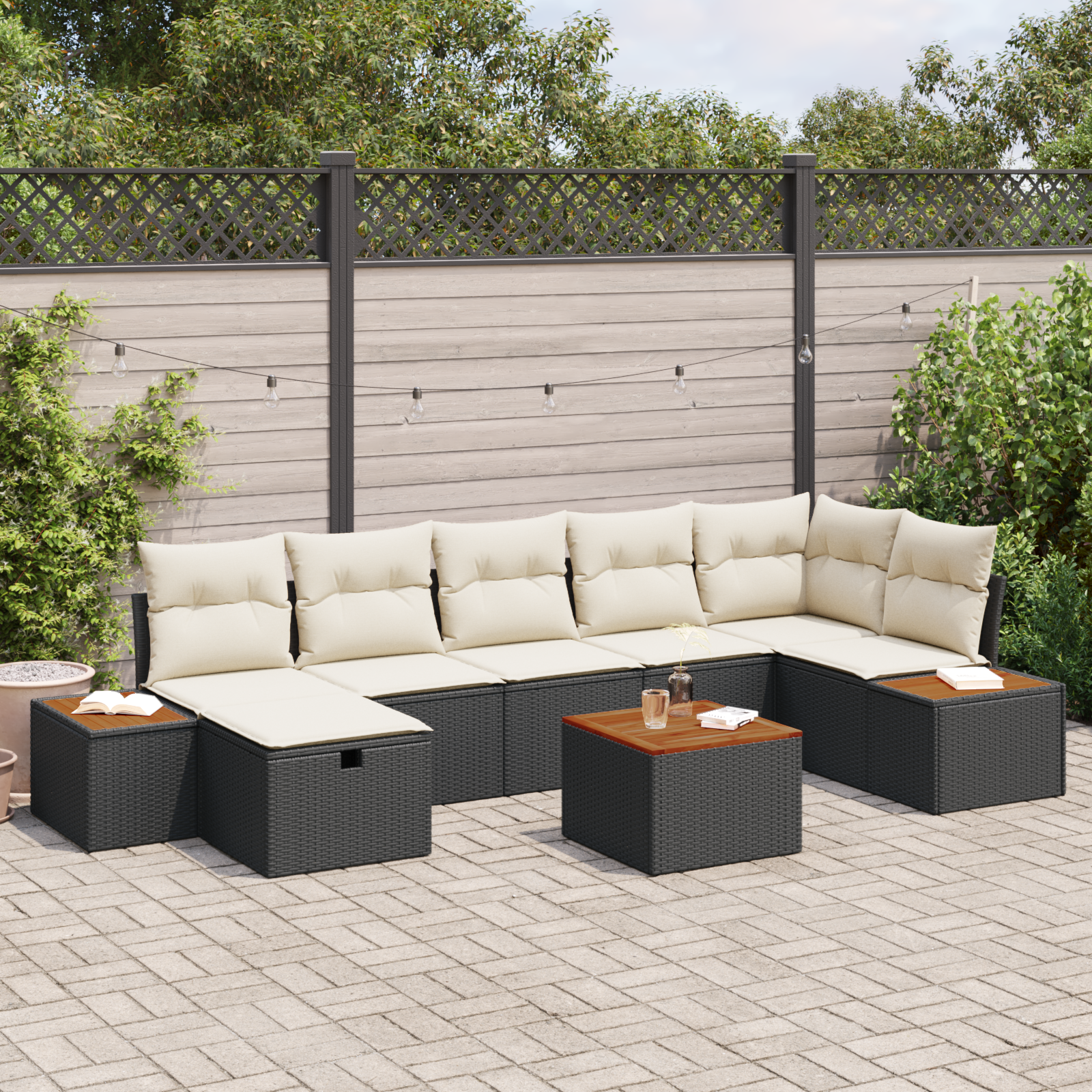 Thumbnail - vidaXL 8-teiliges Garten Sofa Set mit Kissen Schwarz Poly Rattan