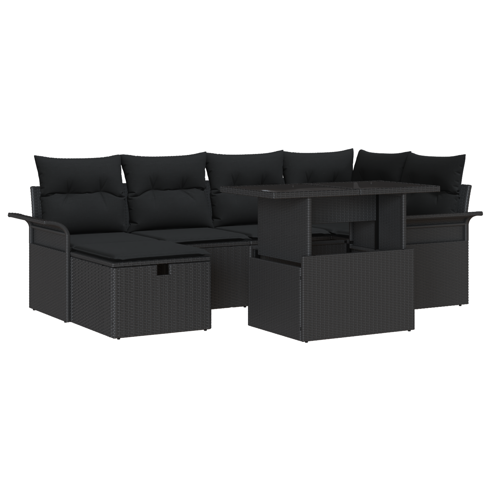 Thumbnail - vidaXL 7-teilige Garten Sofa Set mit Kissen Schwarz Poly-Rattan