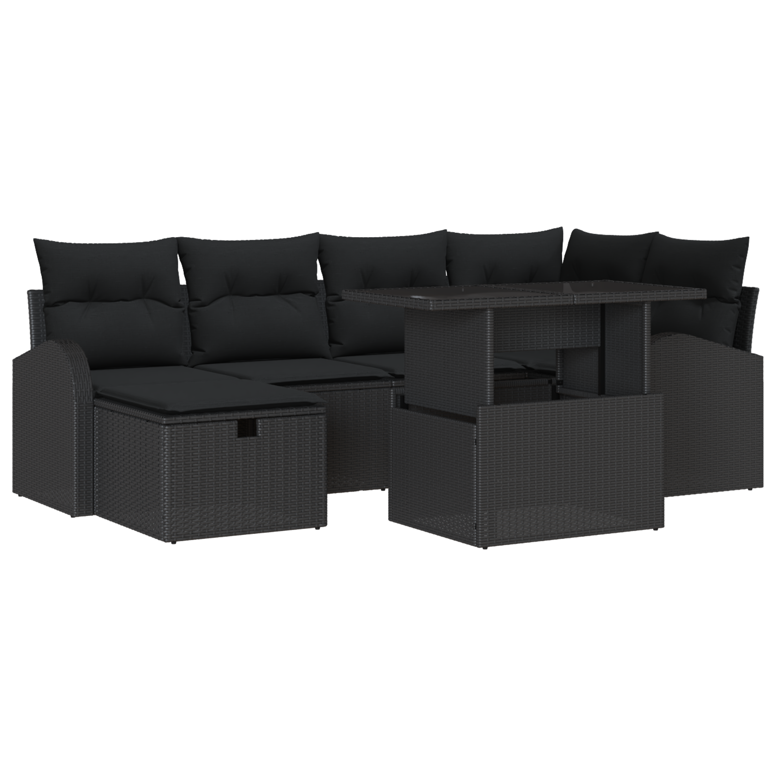 Thumbnail - vidaXL 7-teiliges Garten Sofa Set mit Kissen Schwarz Poly Rattan