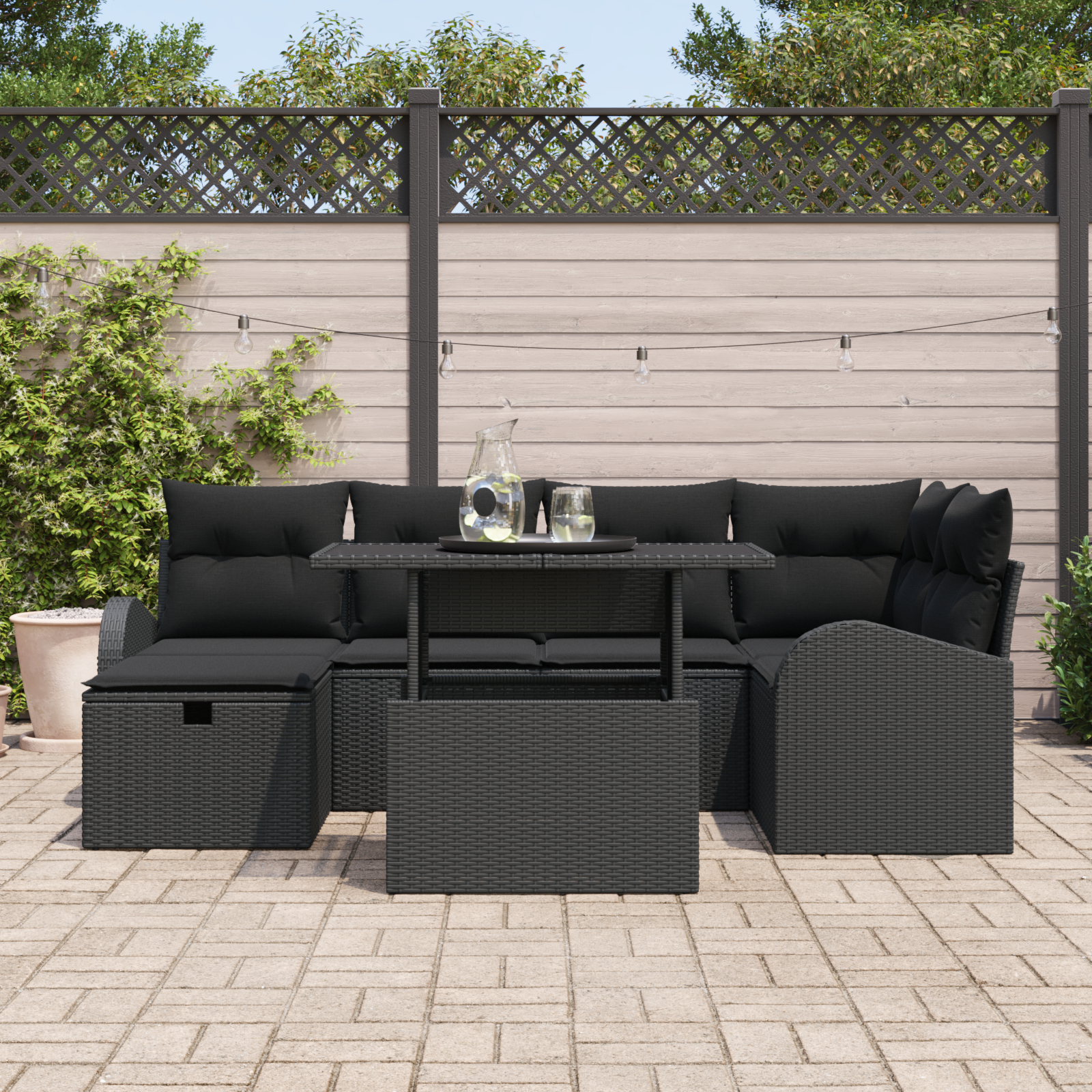 Thumbnail - vidaXL 7-teiliges Garten Sofa Set mit Kissen Schwarz Poly Rattan