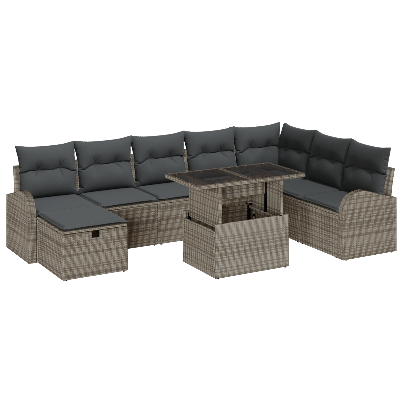 Thumbnail - vidaXL 9-tlg. Garten-Sofagarnitur mit Kissen Grau Poly Rattan