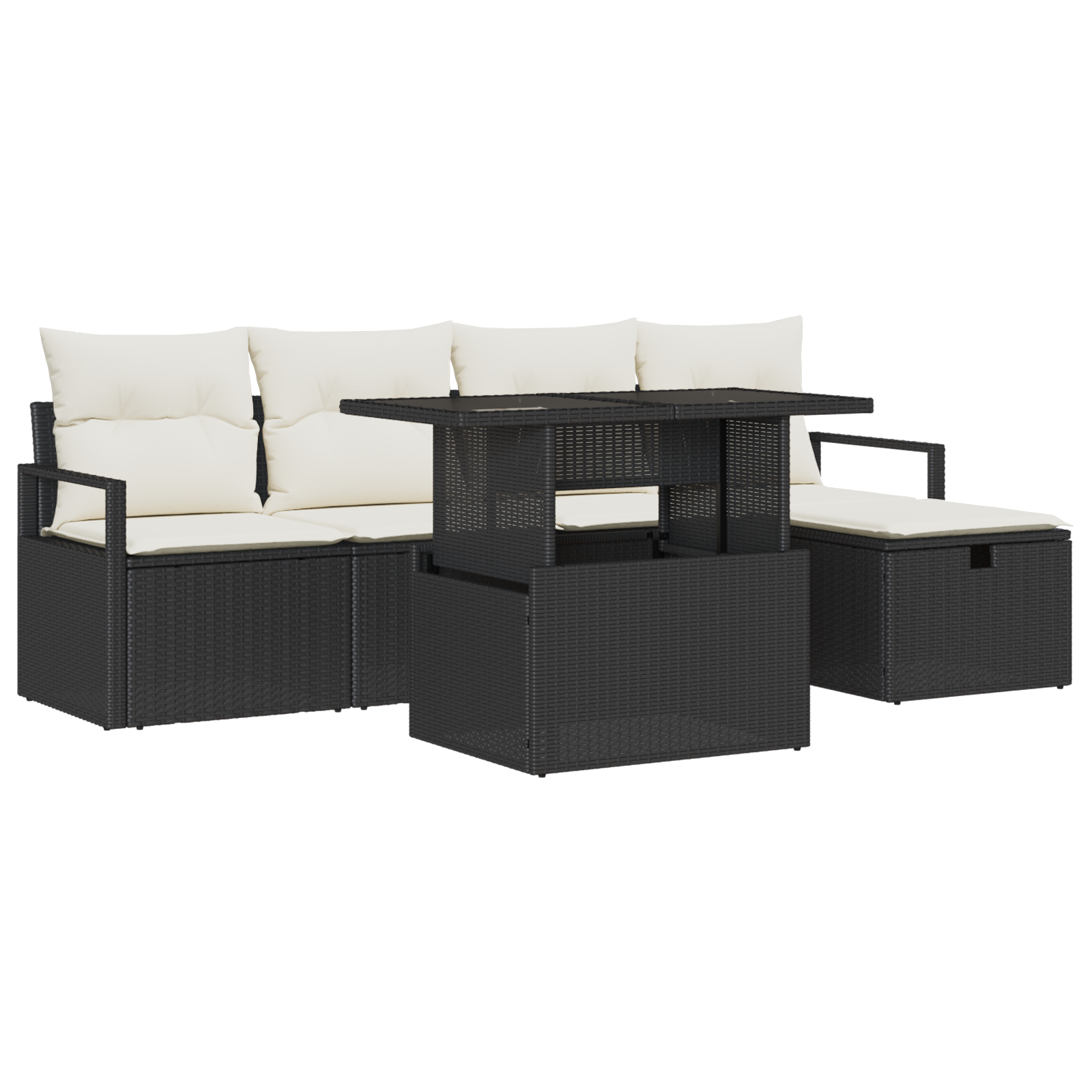 Thumbnail - vidaXL 6-teilige Garten-Sofa-Set mit Kissen Schwarz Poly Rattan