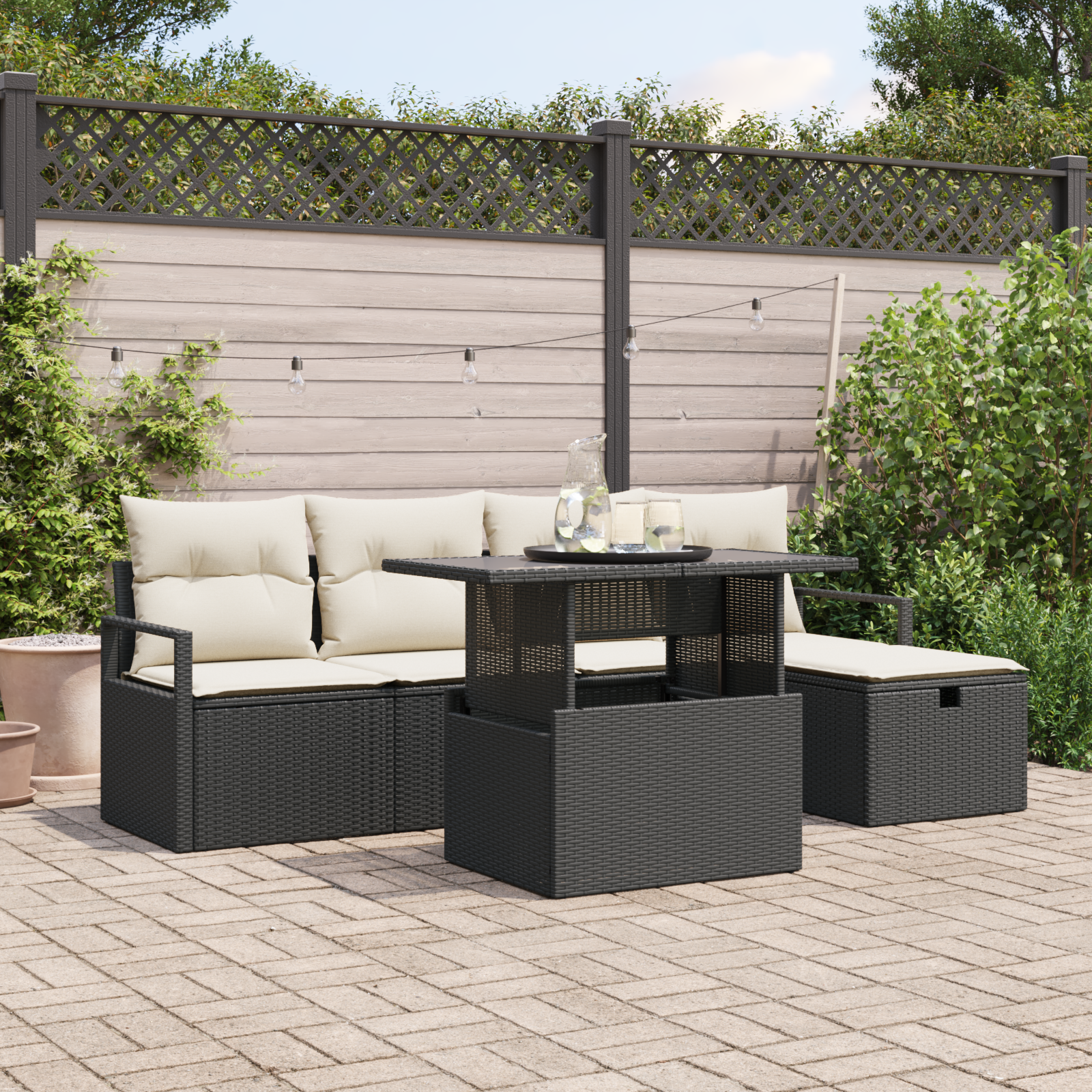 Thumbnail - vidaXL 6-teilige Garten-Sofa-Set mit Kissen Schwarz Poly Rattan