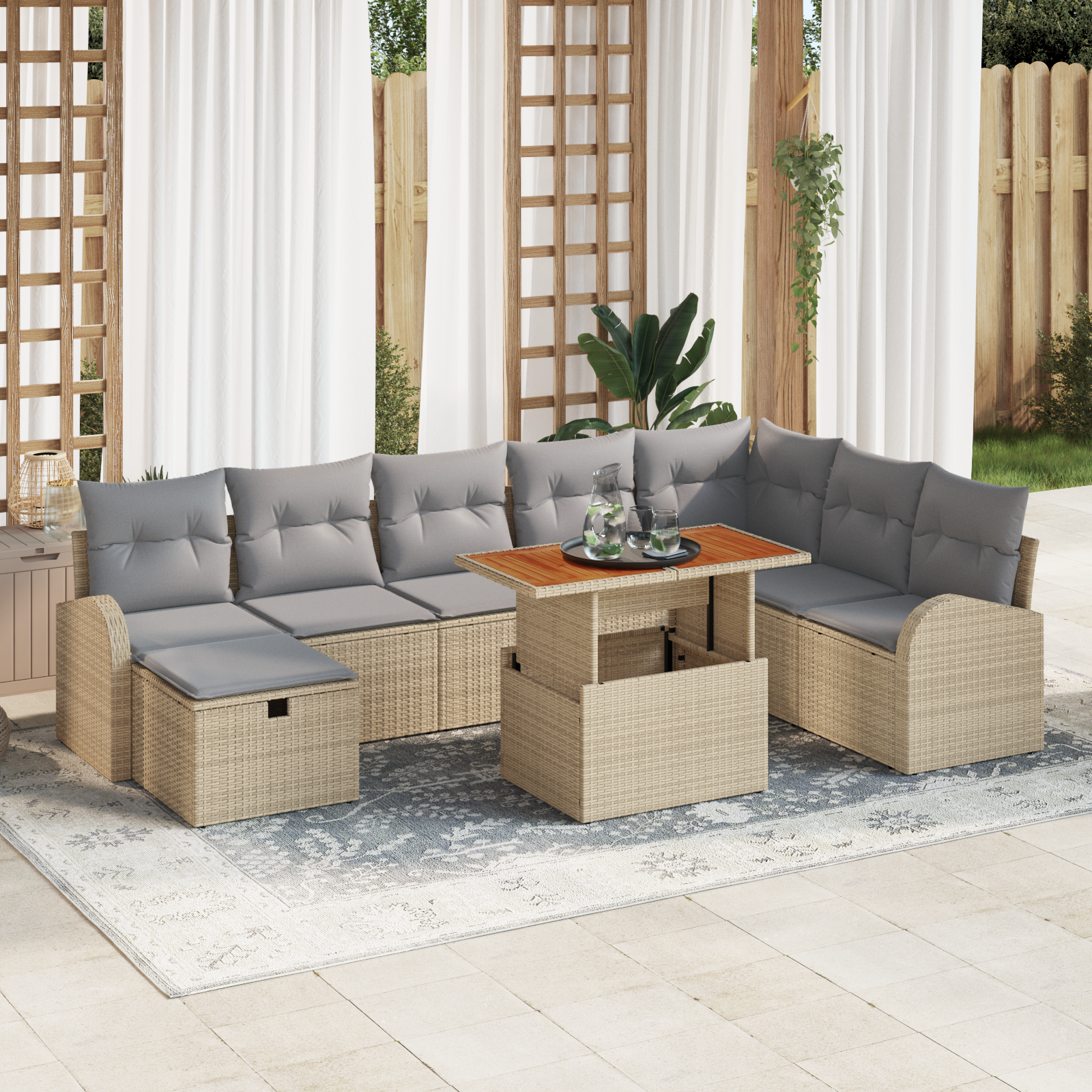 Thumbnail - vidaXL 9-teiliges Garten Sofa Set mit Kissen Beige Poly Rattan