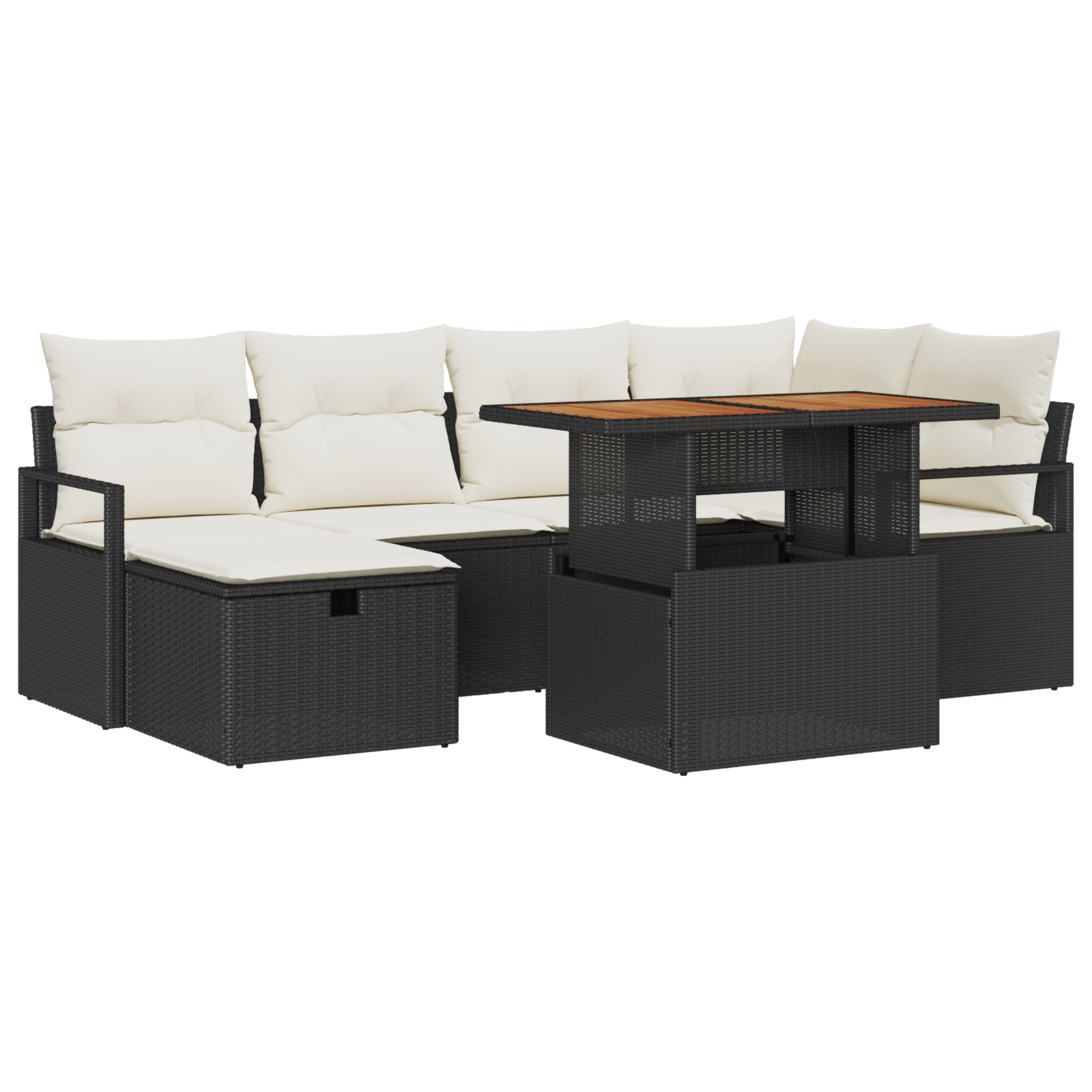 Thumbnail - vidaXL 7-teiliges Garten Sofa Set mit Kissen Schwarz Poly Rattan