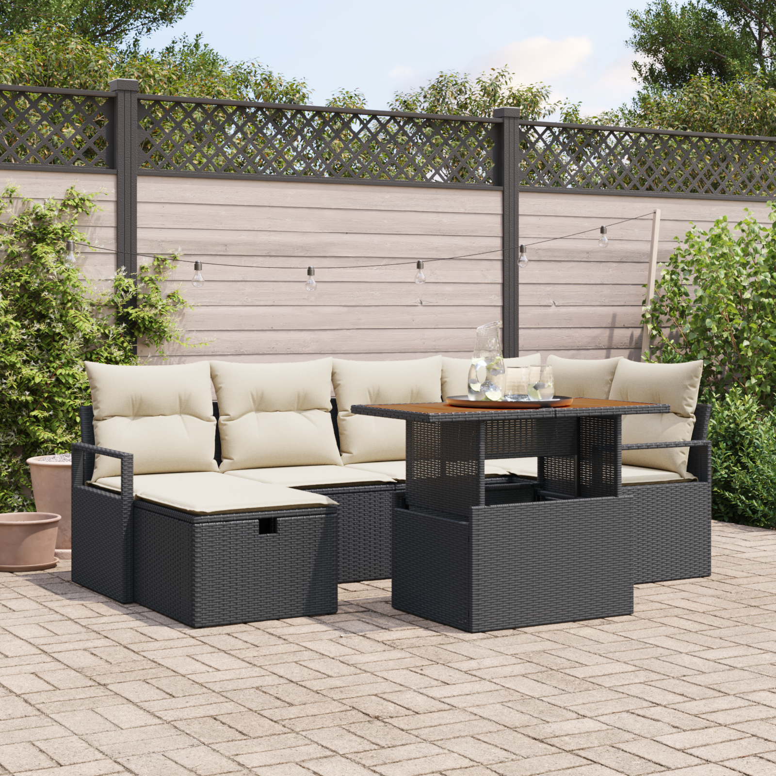 Thumbnail - vidaXL 7-teiliges Garten Sofa Set mit Kissen Schwarz Poly Rattan