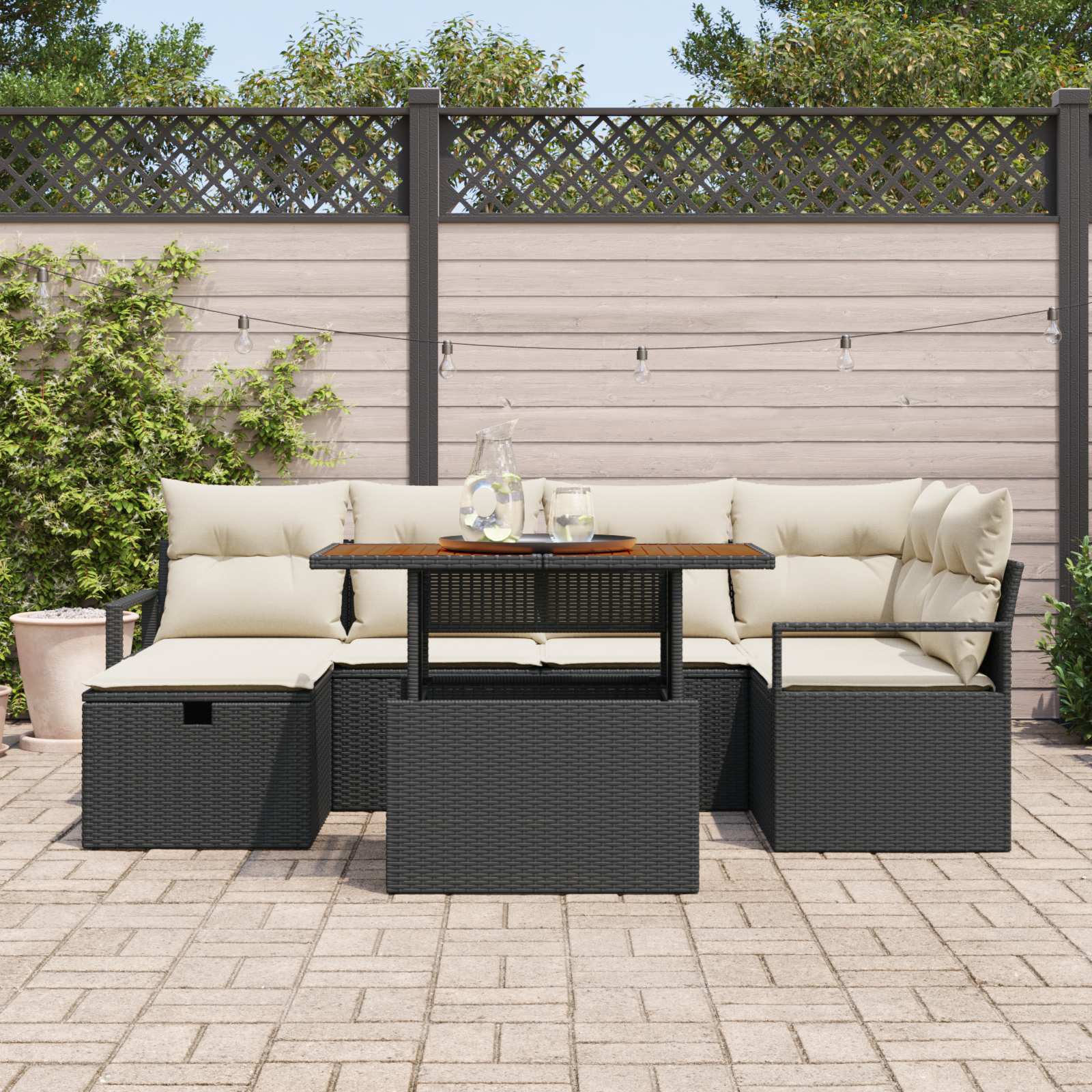 Thumbnail - vidaXL 7-teiliges Garten Sofa Set mit Kissen Schwarz Poly Rattan