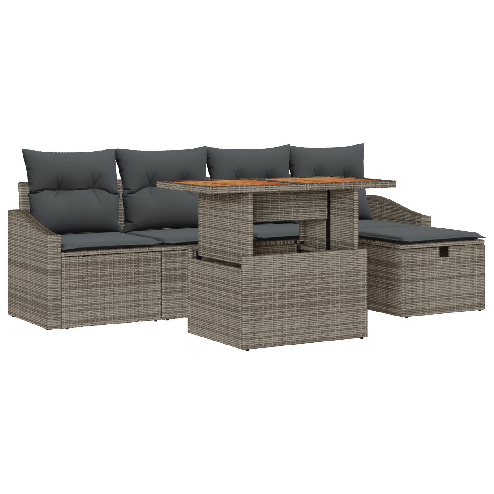 Thumbnail - vidaXL 6-teiliges Garten Sofagarnitur mit Kissen Grau Poly Rattan