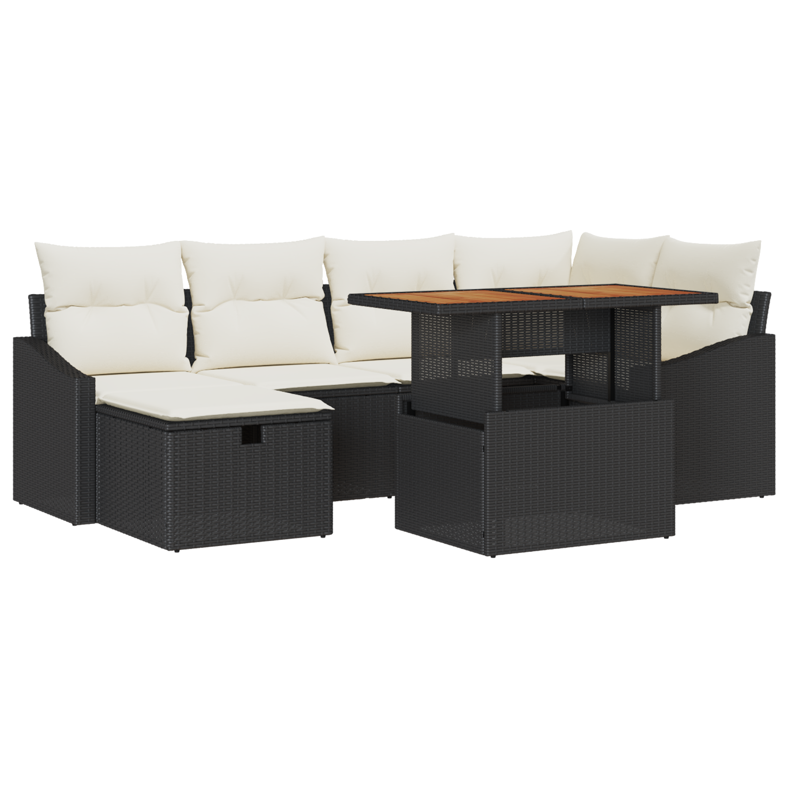 Thumbnail - vidaXL 7-tlg. Garten-Sofagarnitur mit Kissen Schwarz Poly Rattan