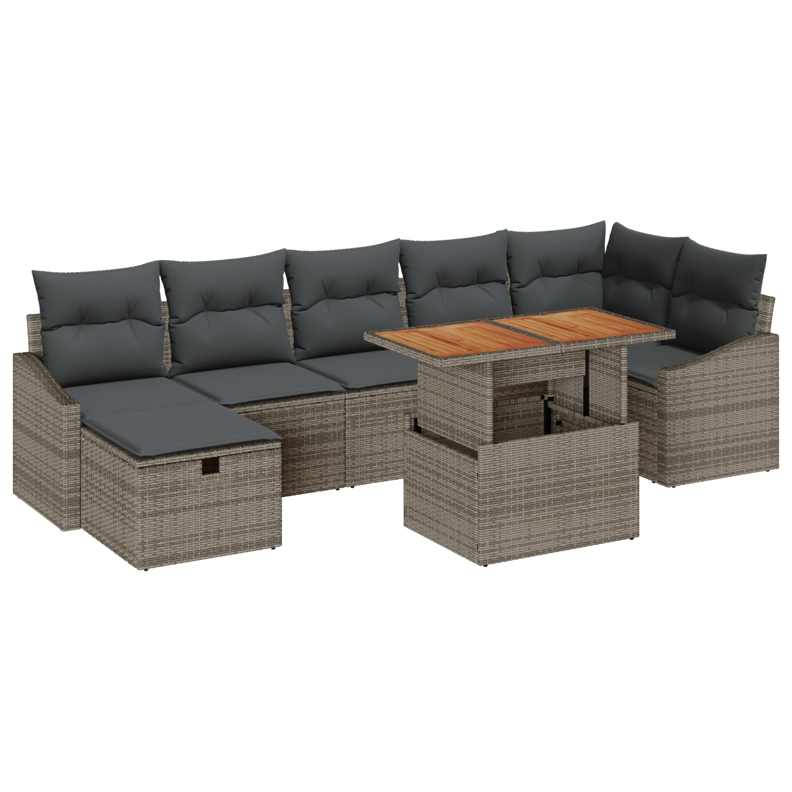 Thumbnail - vidaXL 8-tlg. Garten-Sofagarnitur mit Kissen Grau Poly Rattan