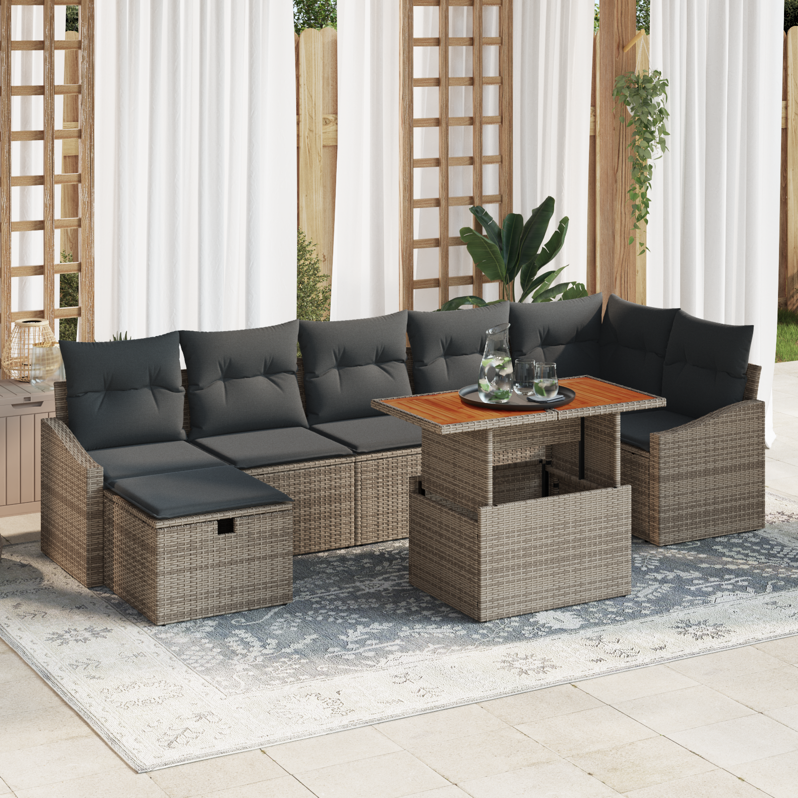 Thumbnail - vidaXL 8-tlg. Garten-Sofagarnitur mit Kissen Grau Poly Rattan