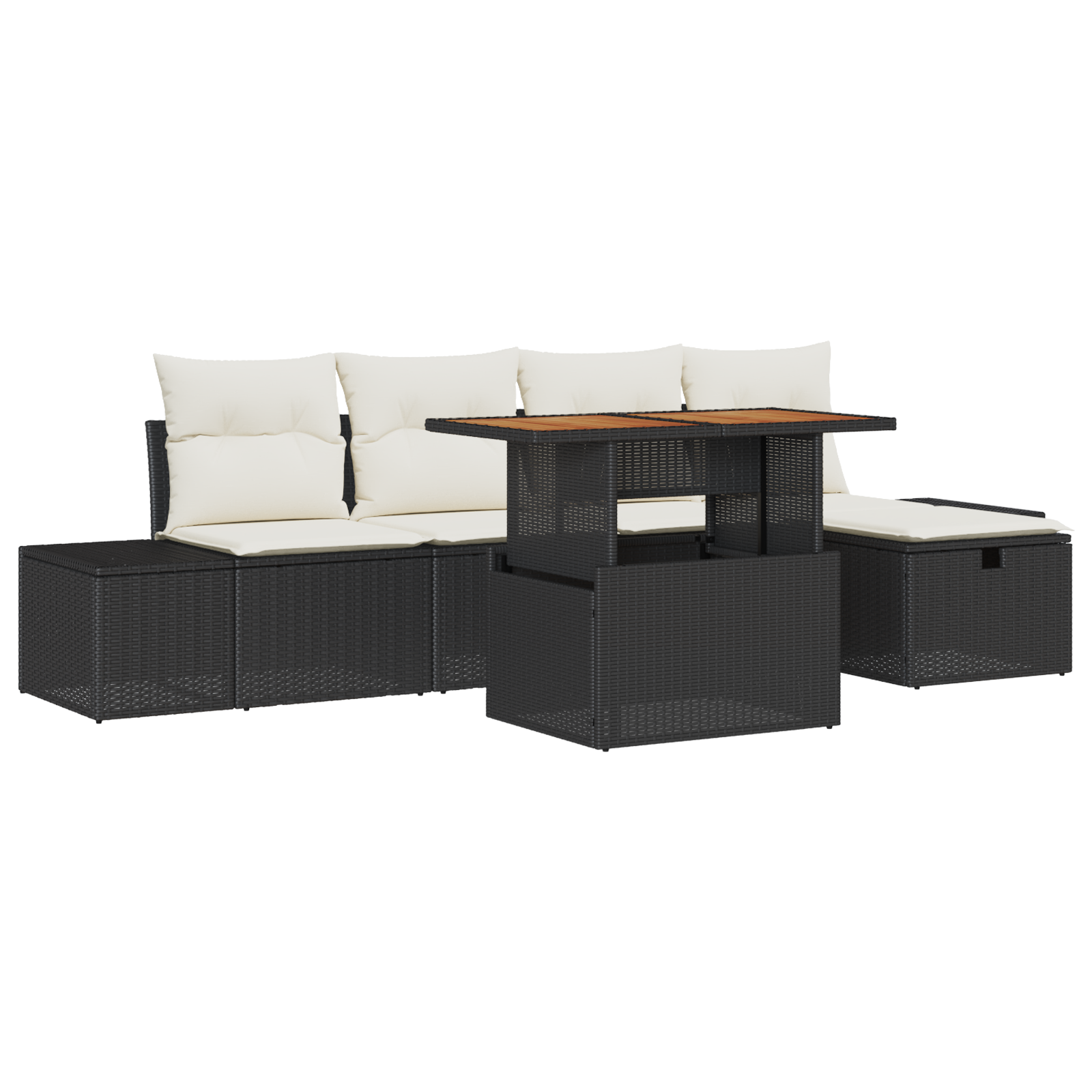 Thumbnail - vidaXL 6-tlg. Garten-Sofagarnitur mit Kissen Schwarz Poly Rattan