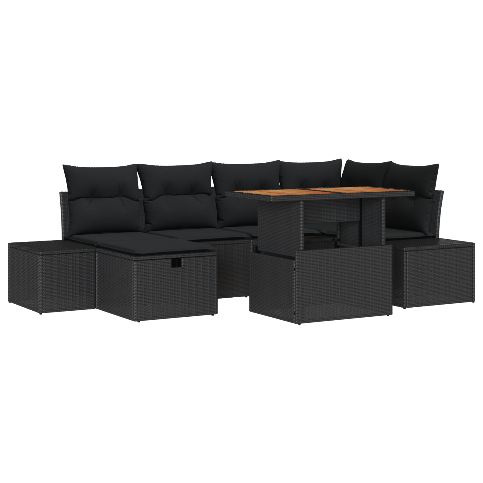 Thumbnail - vidaXL 7-teiliges Garten Sofa Set mit Kissen in Schwarz aus Poly-Rattan