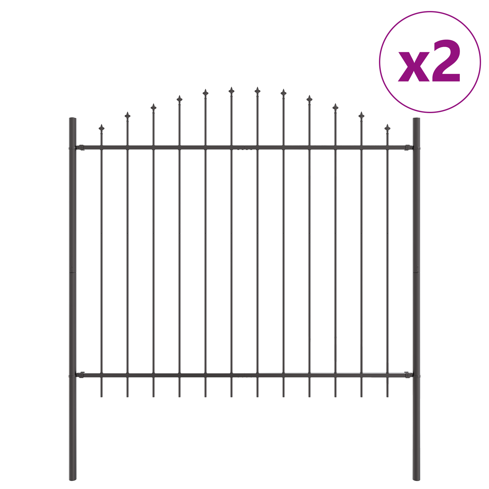 Garden Fence with Hoop Top Grey 3,4x1,5 m Steel - Image 2