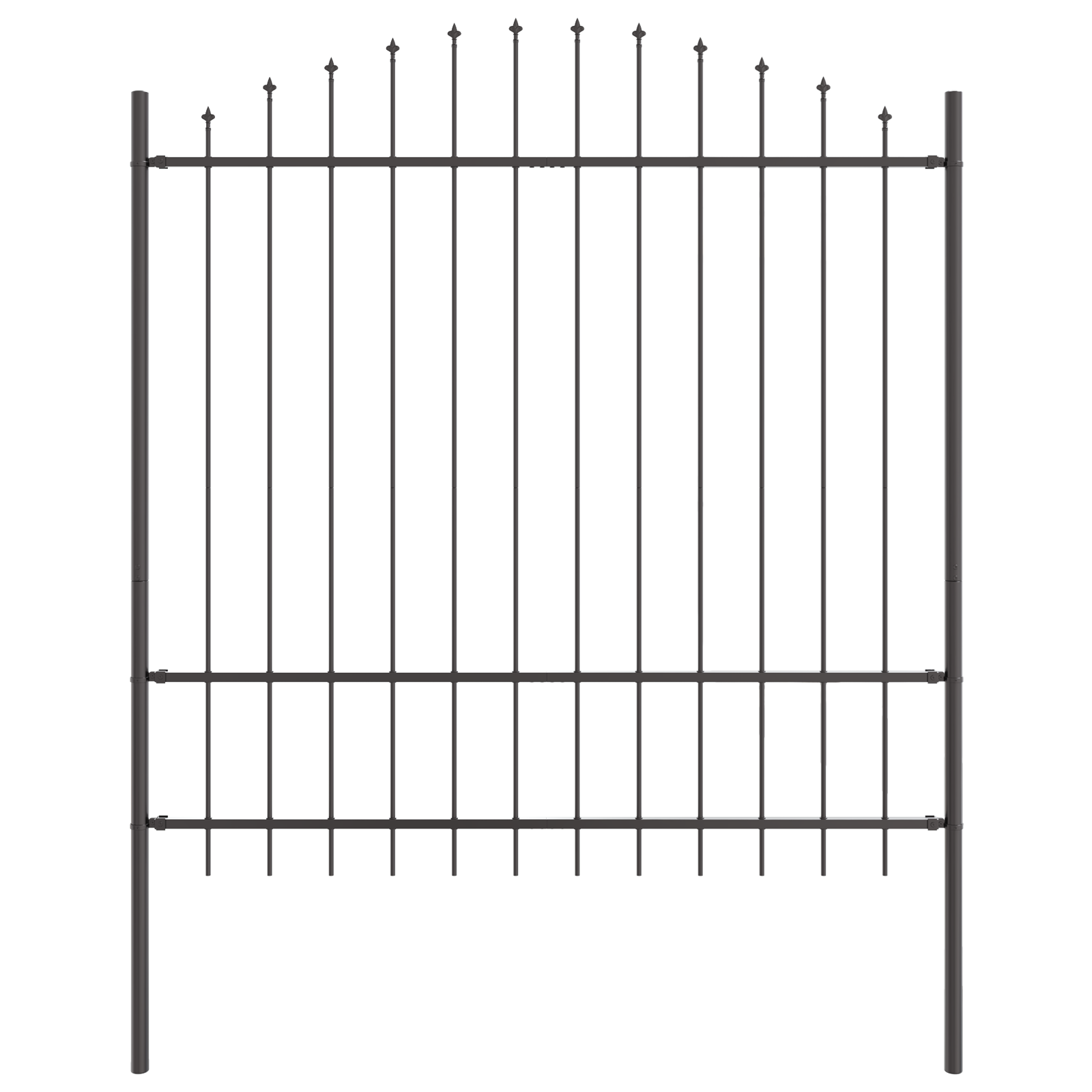 Grey Garden Fence with Hoop Top, 3.4 x 1.75 m, Made of Steel - Image 4