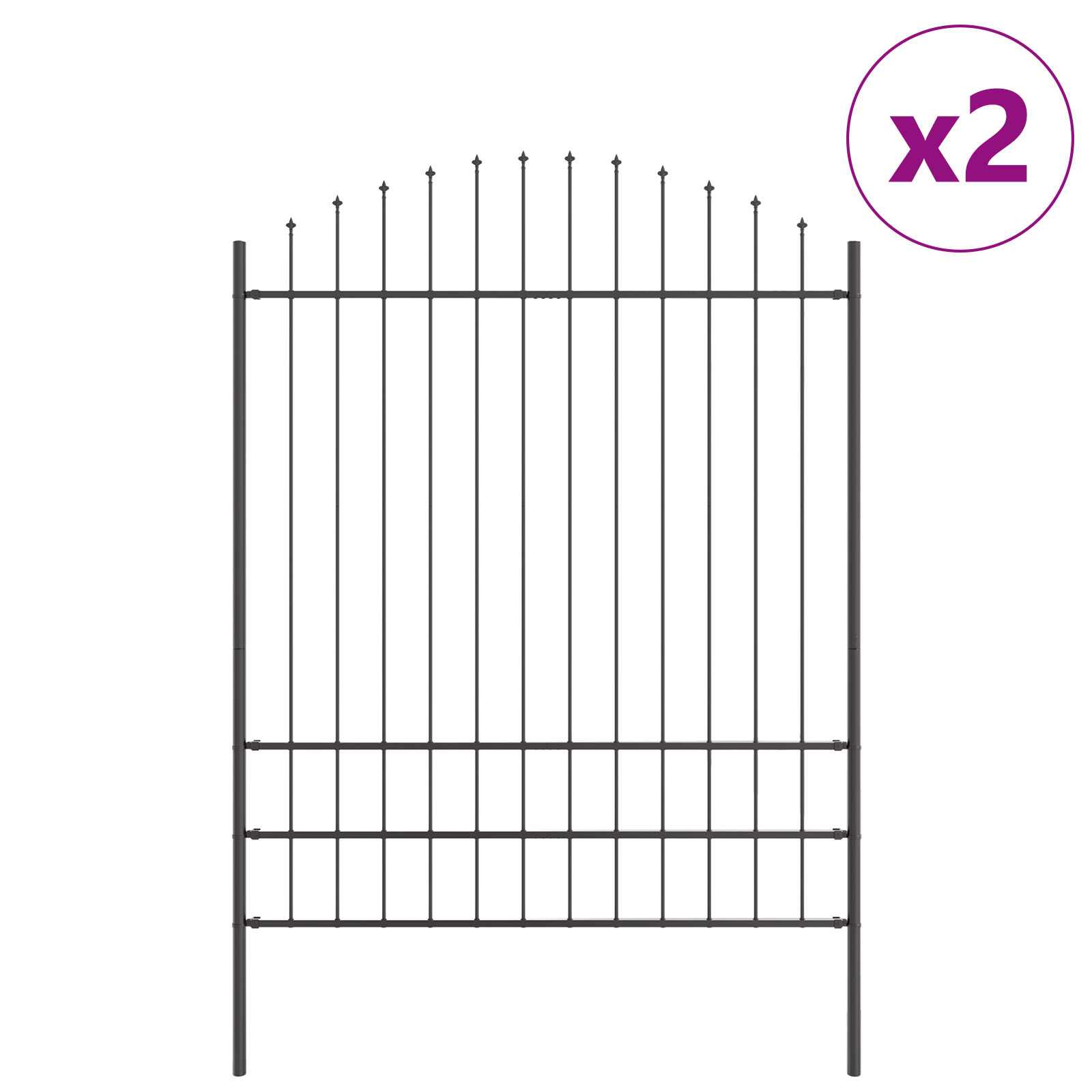 Garden Fence with Hoop Top Grey 3.4x2 m Steel - Image 2