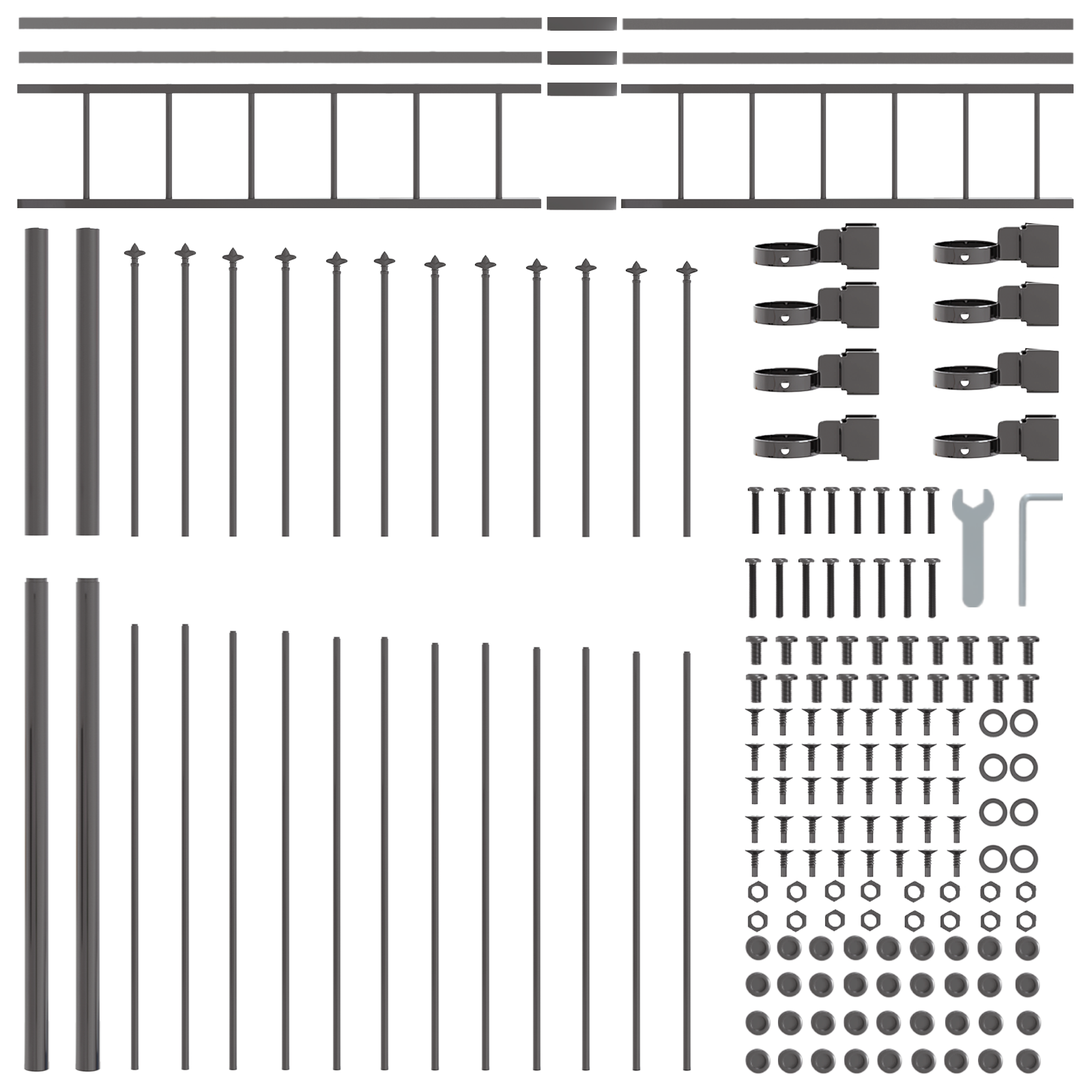 Garden Fence with Hoop Top Grey 3.4x2 m Steel - Image 5