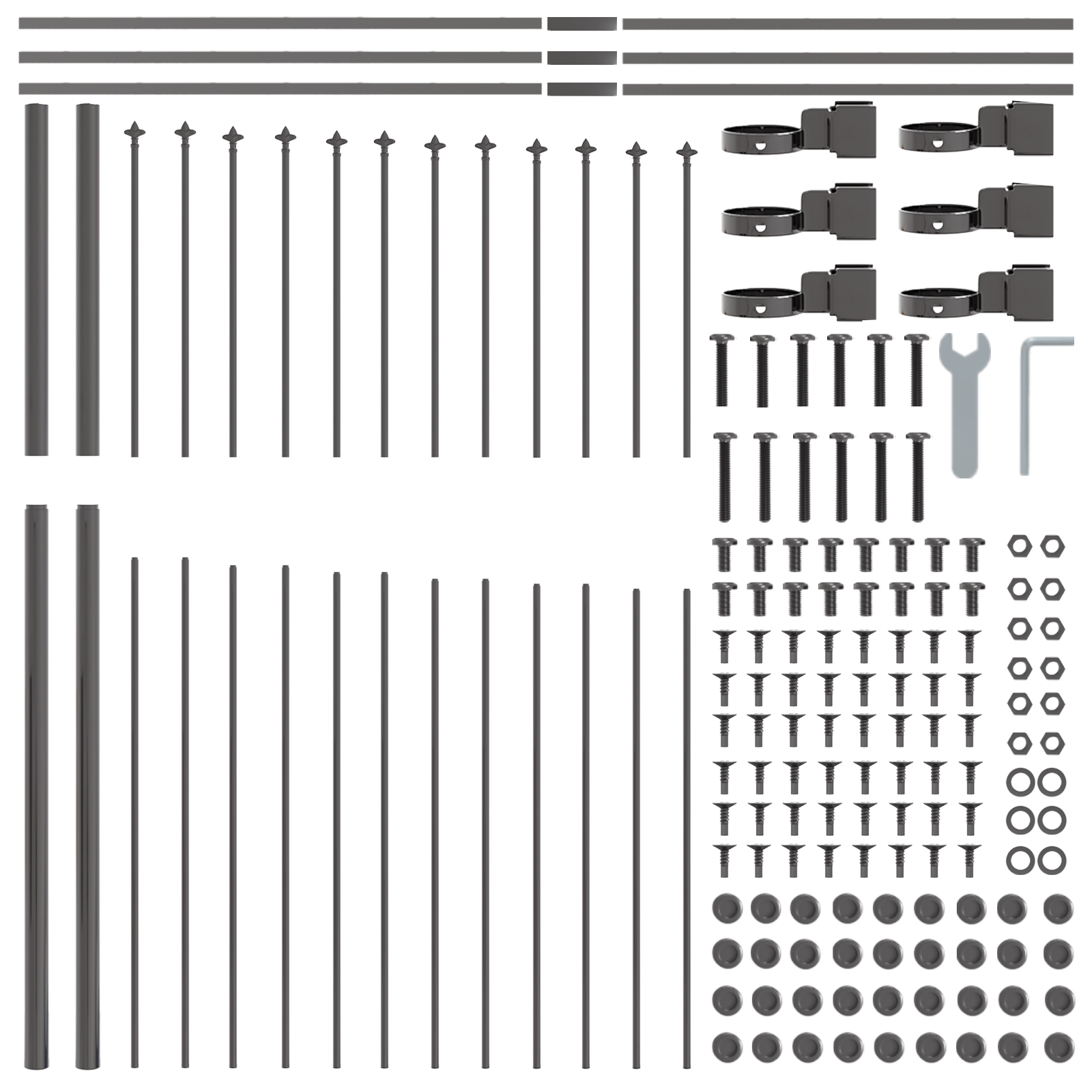 Fence Panel with Spike Arch Set of 4 Black Powder-Coated Steel - Image 5