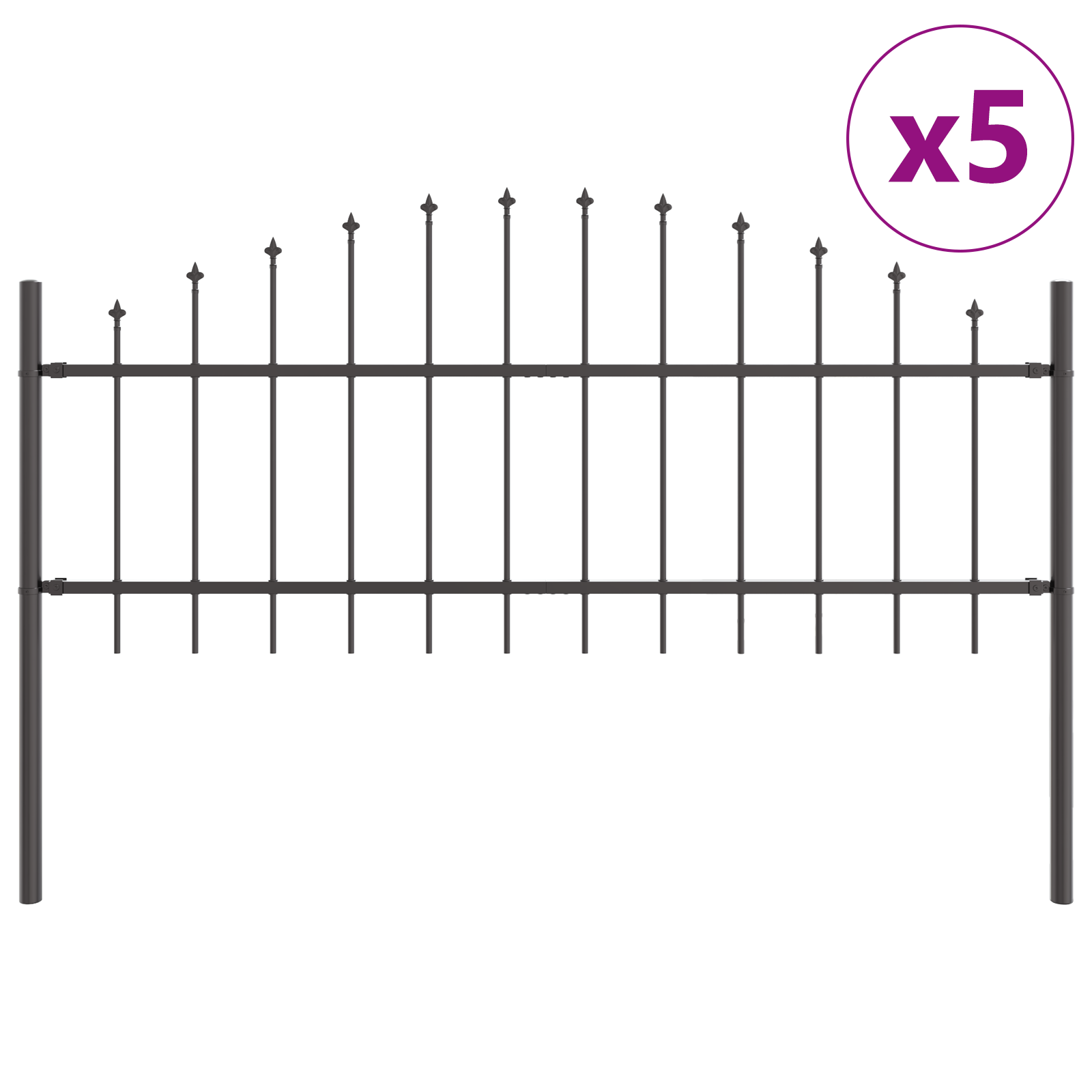 Garden Fence with Hoop Top Grey 8.5x0.75 m Steel - Image 2